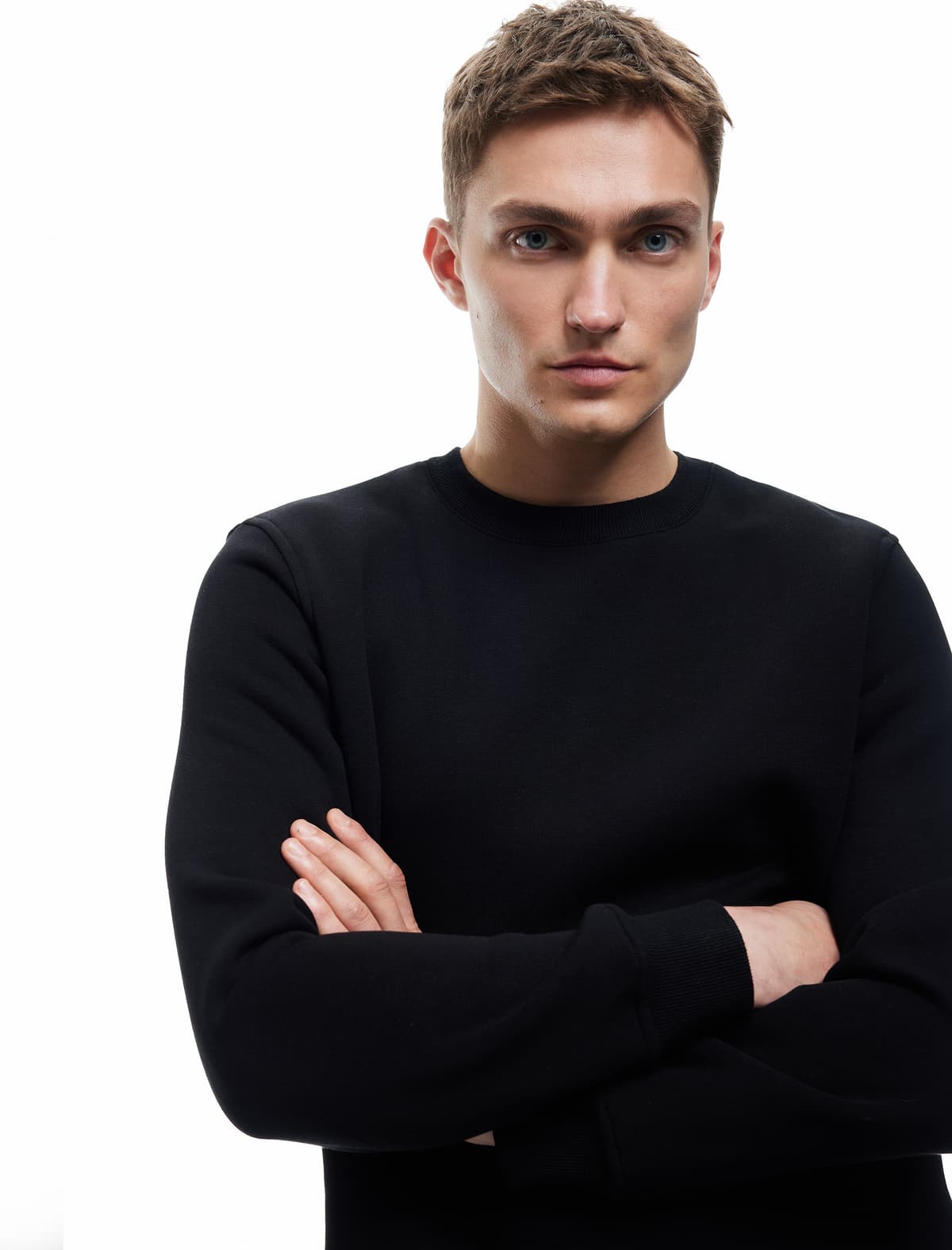 Pambıq Uzunqol Gül Qızılı Crew Yaka Kişi Basic Sweatshirt