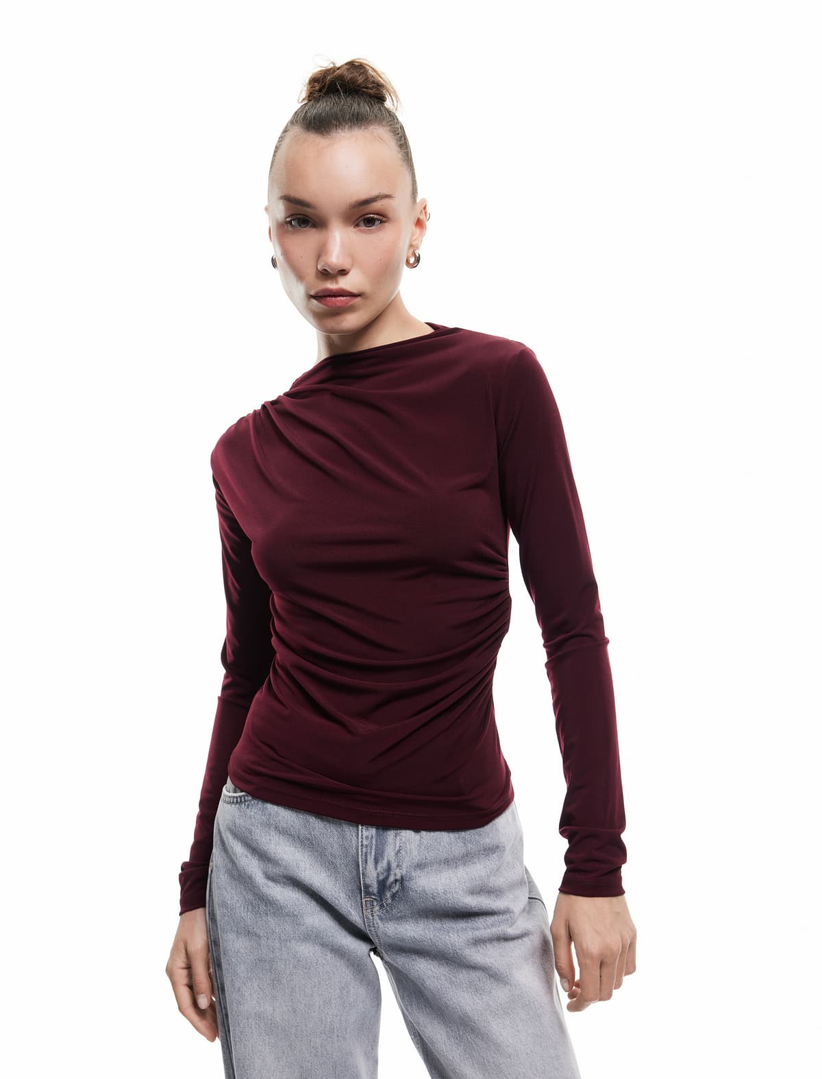 Slim Fit Uzunqol Köynək, Döşəmə Detallı