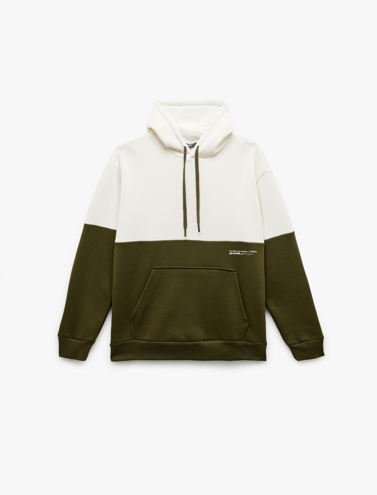 Kapşonlu Rəngli Bloklu Pambıq Kömür Böyük Ölçülü Kenquru Cibli Hoodie