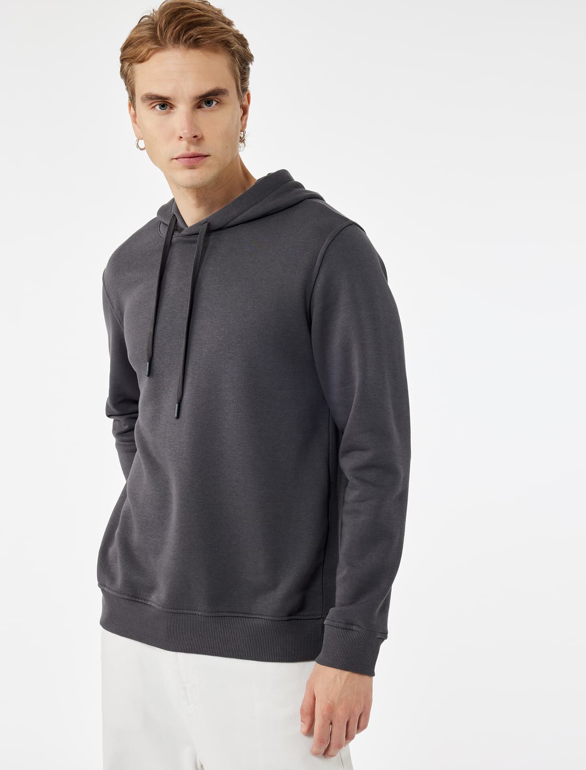 Qaldırılmış Uzunqol Əsas Kapşonlu Sweatshirt