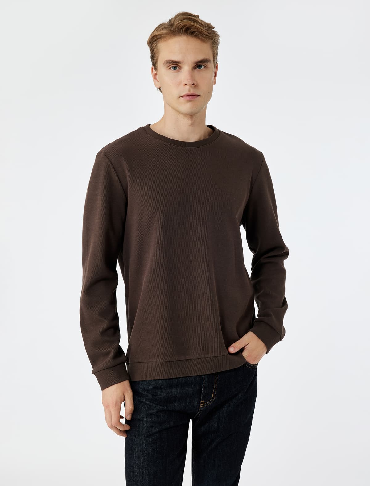 Pambıq Uzunqol Basic Bisiklet Yaxa Sweatşört