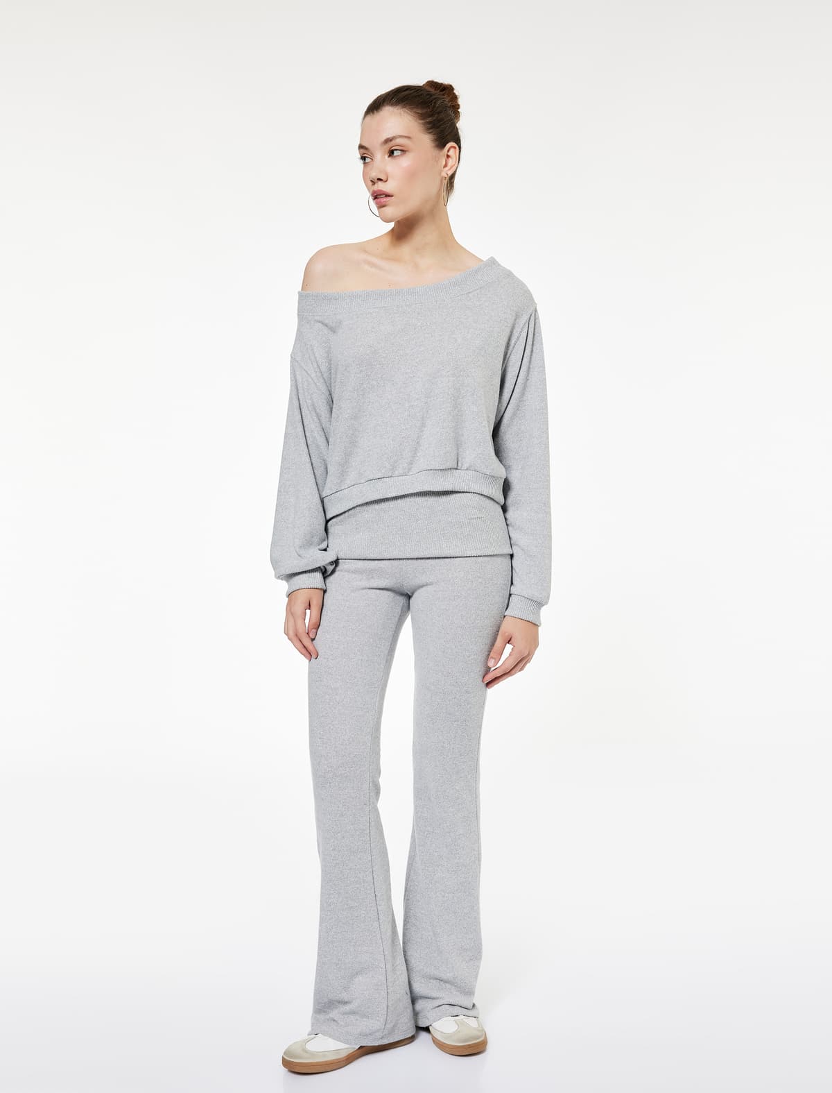 Viskoz Qarışığı Yüksək Bel Flare Ayaqlı Leggings Şalvar