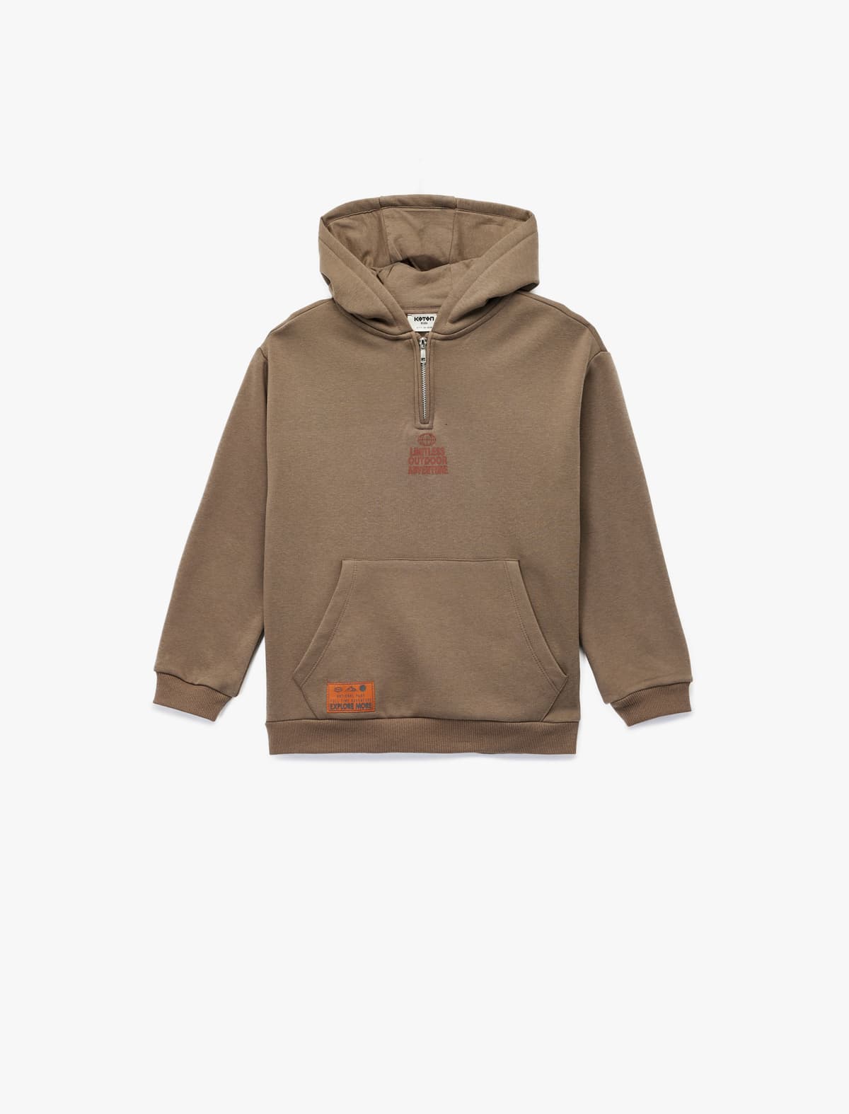 Uzunqol Fermuar Detallı Qaldırılmış Kapüşonlu Sweatshirt