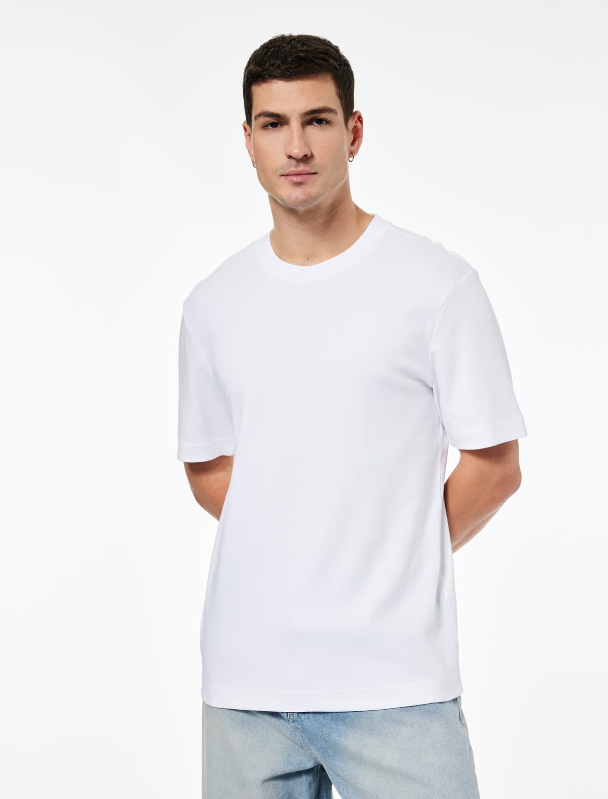 Regular Fit Qısaqol Pambıq Crew Yakalı köynək