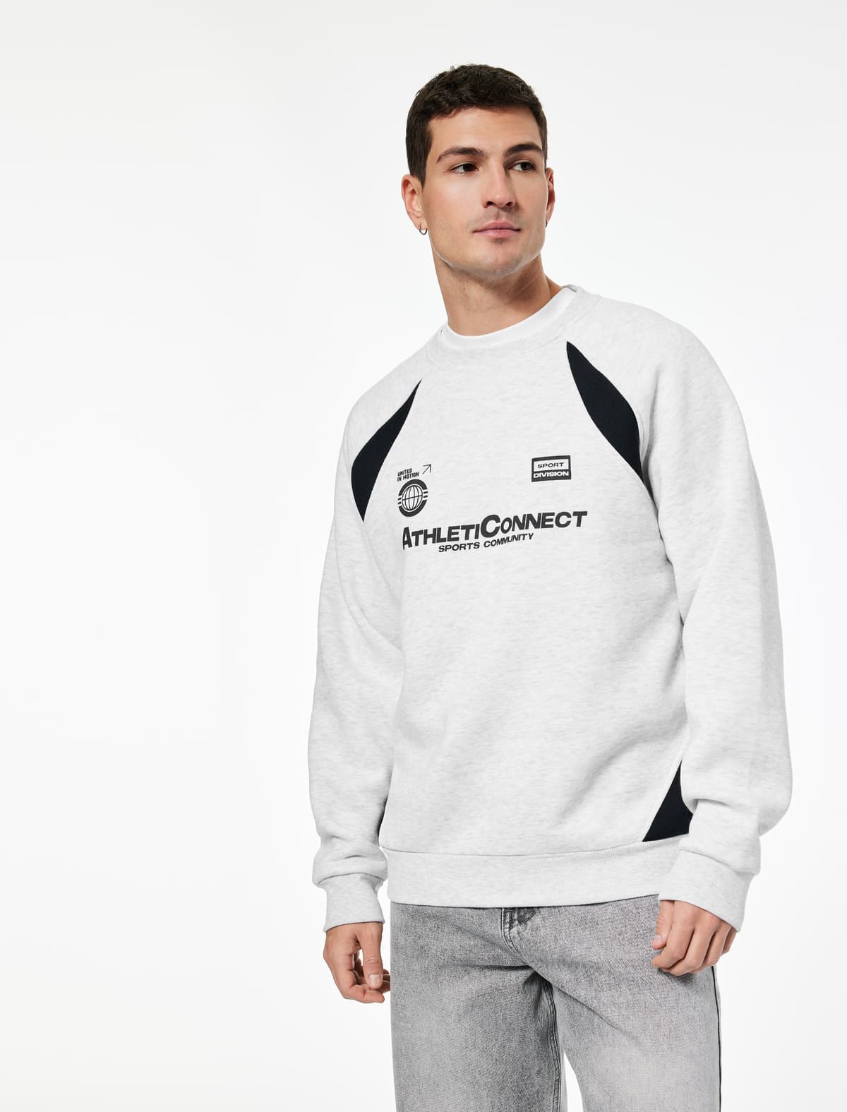 Normal Fit Uzunqol Qıvrımlı Qıvrımlı Yaxalı Çaplı Sweatshirt