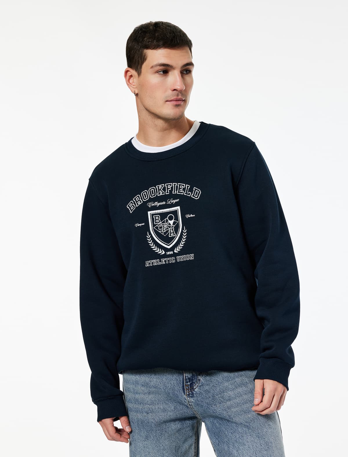 Uzunqol Yivli Yakalı Çaplı Sweatshirt