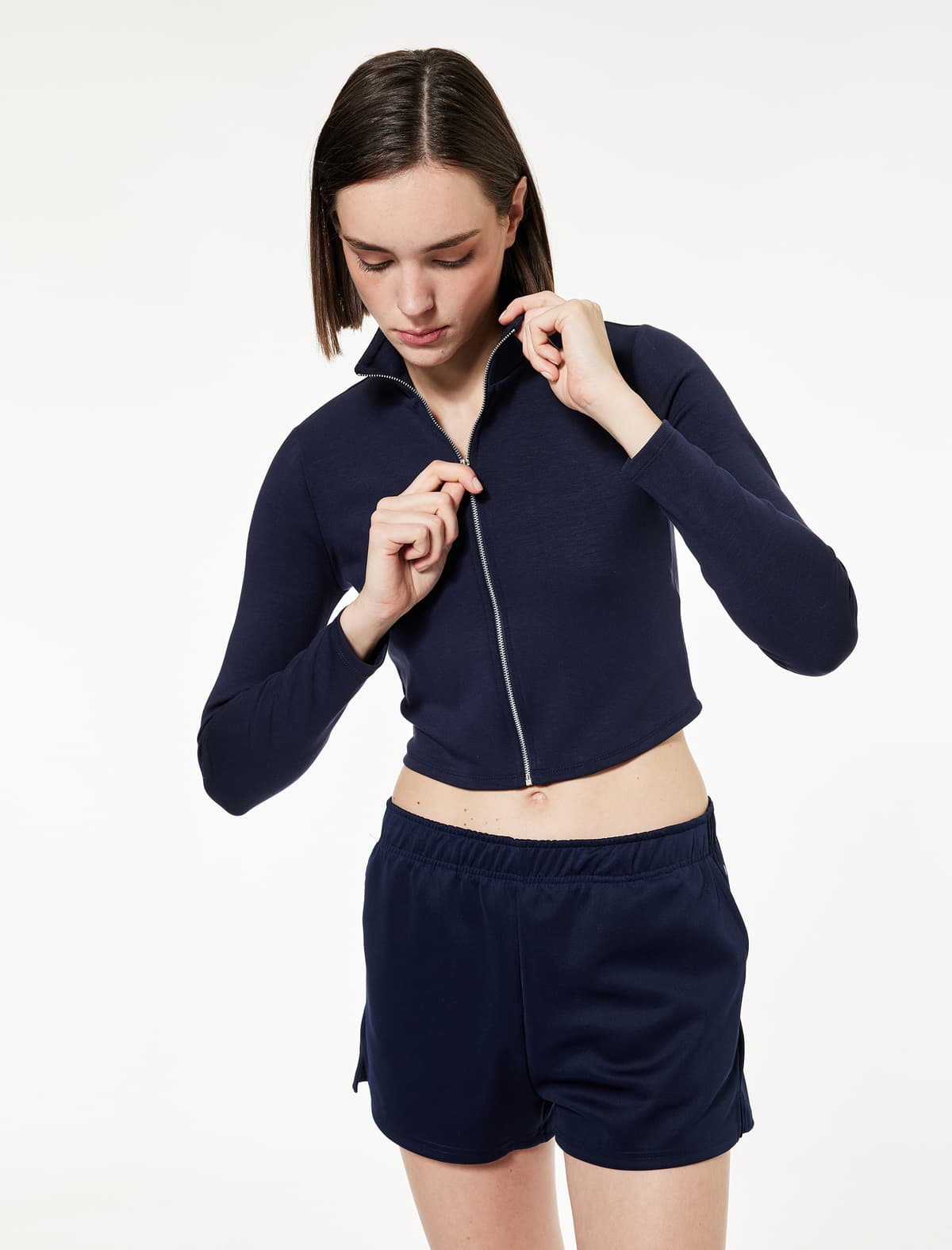 Fermuarlı Rahat Fit Uzunqol İdman Sweatshirt