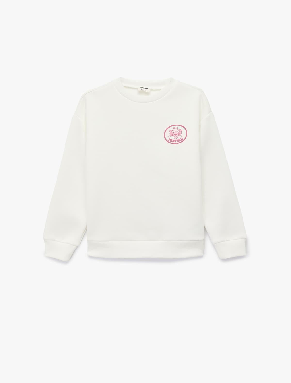 Lisenziyalı Çəhrayı Panter Çaplı Uzunqol Ekip Boyunlu Sweatshirt