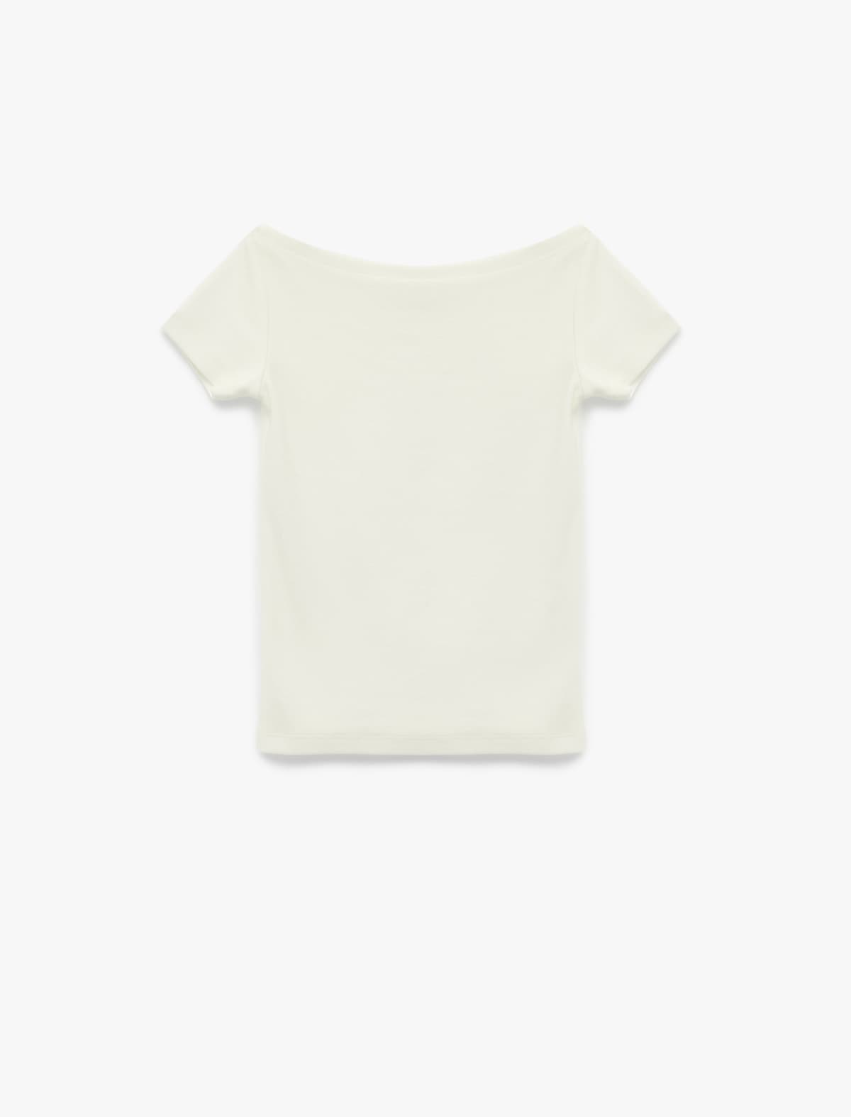 Asimmetrik Açıq Çiyinli Qısaqol Modal T-shirt