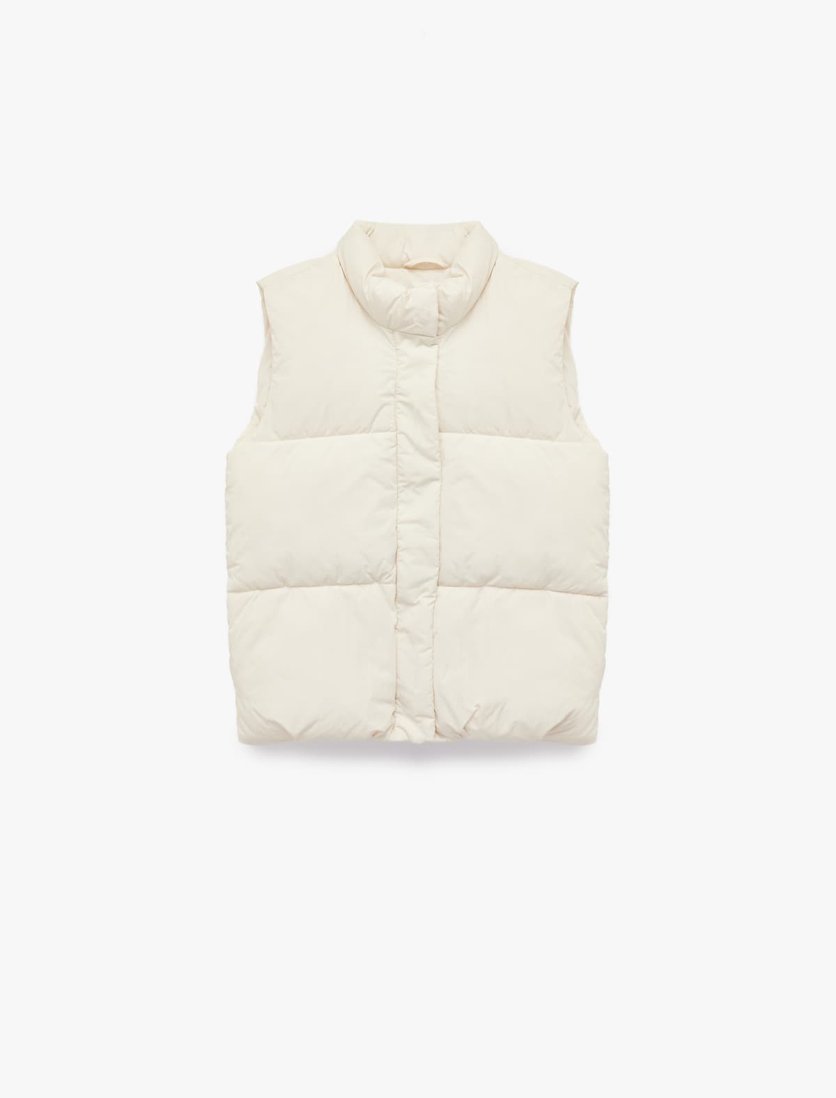 Yüksək Yaxalı Fermuarlı Qolsuz Puffer Jilet