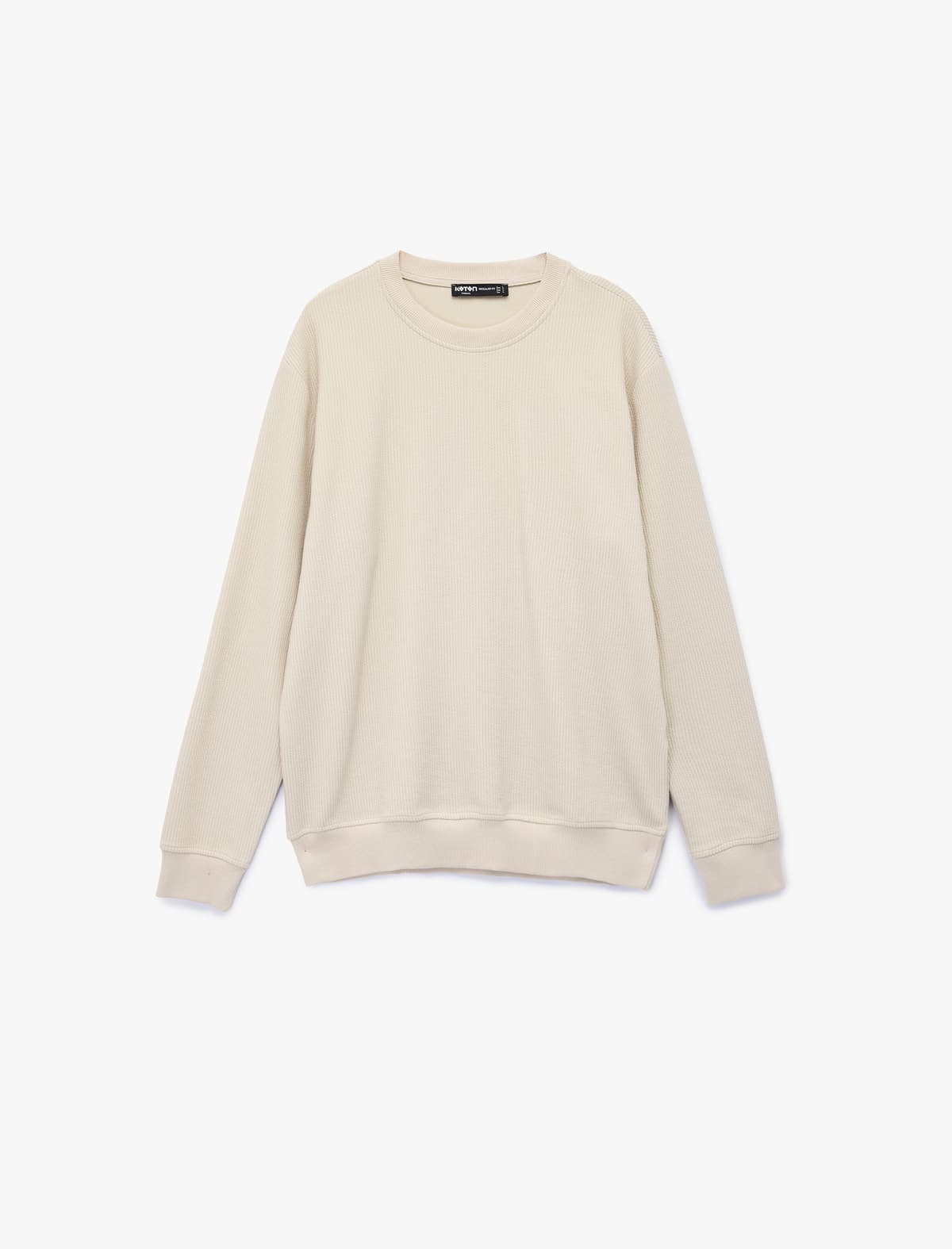 Normal Fit Uzunqol Teksturalı Bazalı Yaxalı Sweatshirt