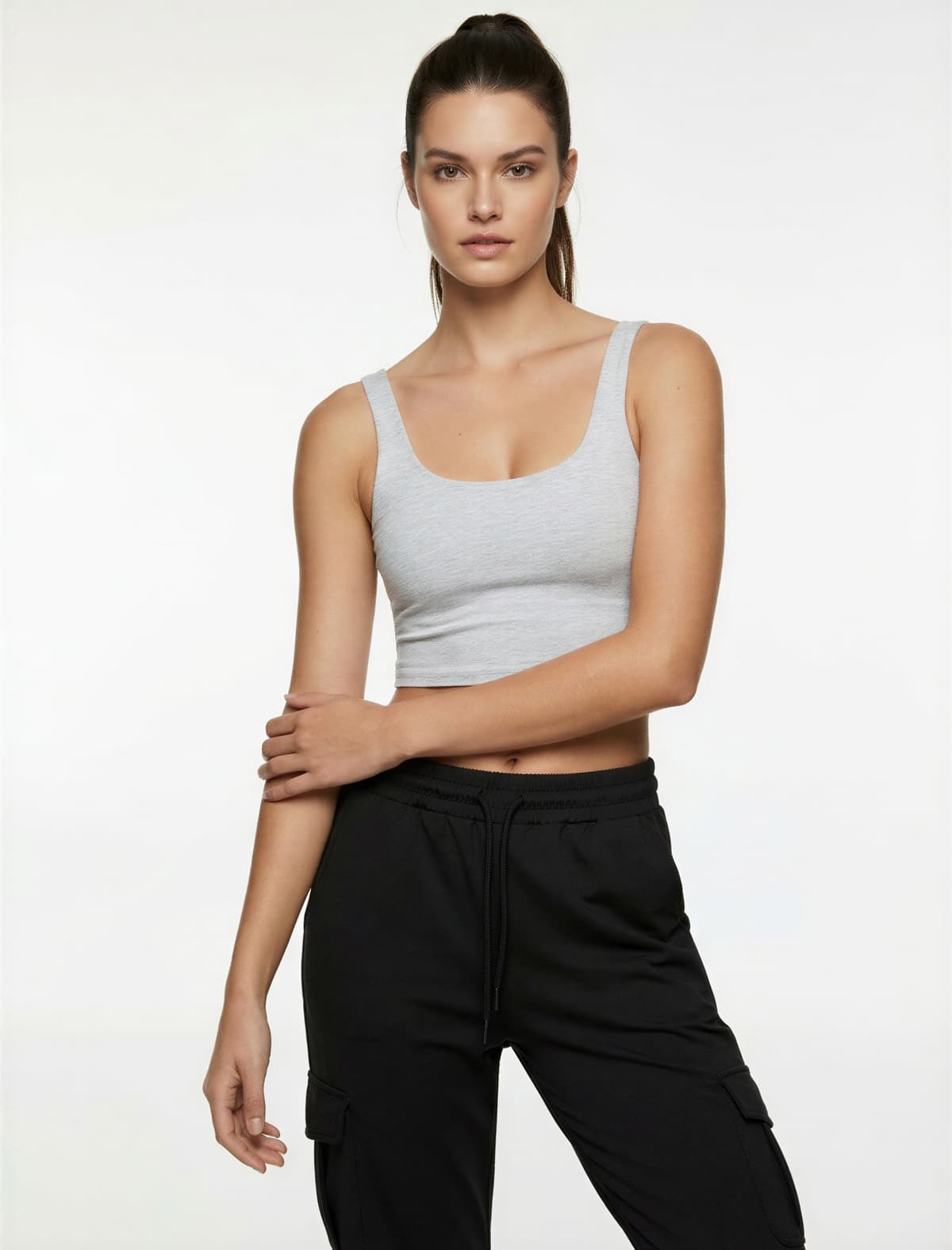 Kvadrat Yaxalı Qolsuz Slim fit İdmançı Alt köynəyi