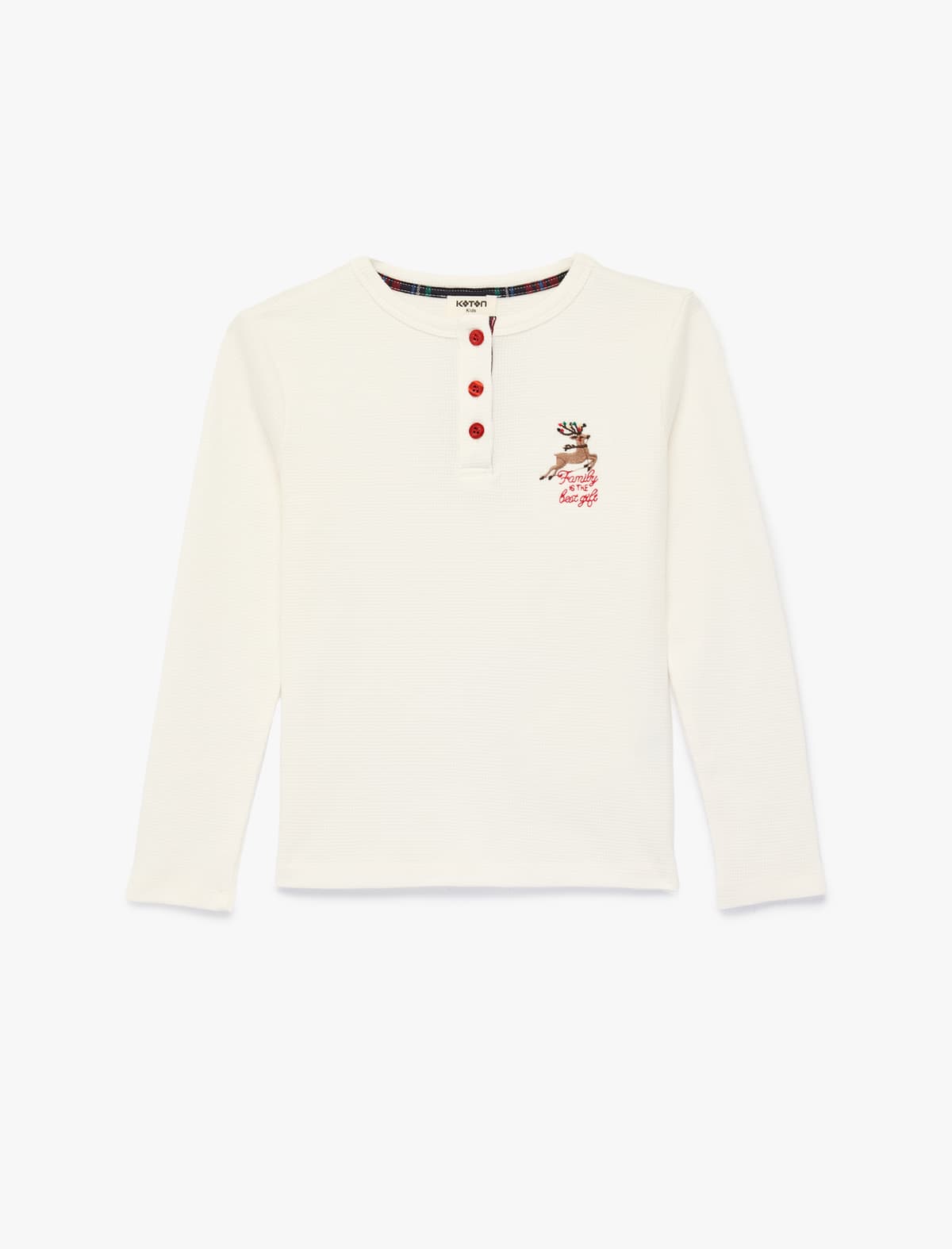 Pambıq Düymə Detallı Uzunqol Ekipaj Yakalı Pijama Üstü
