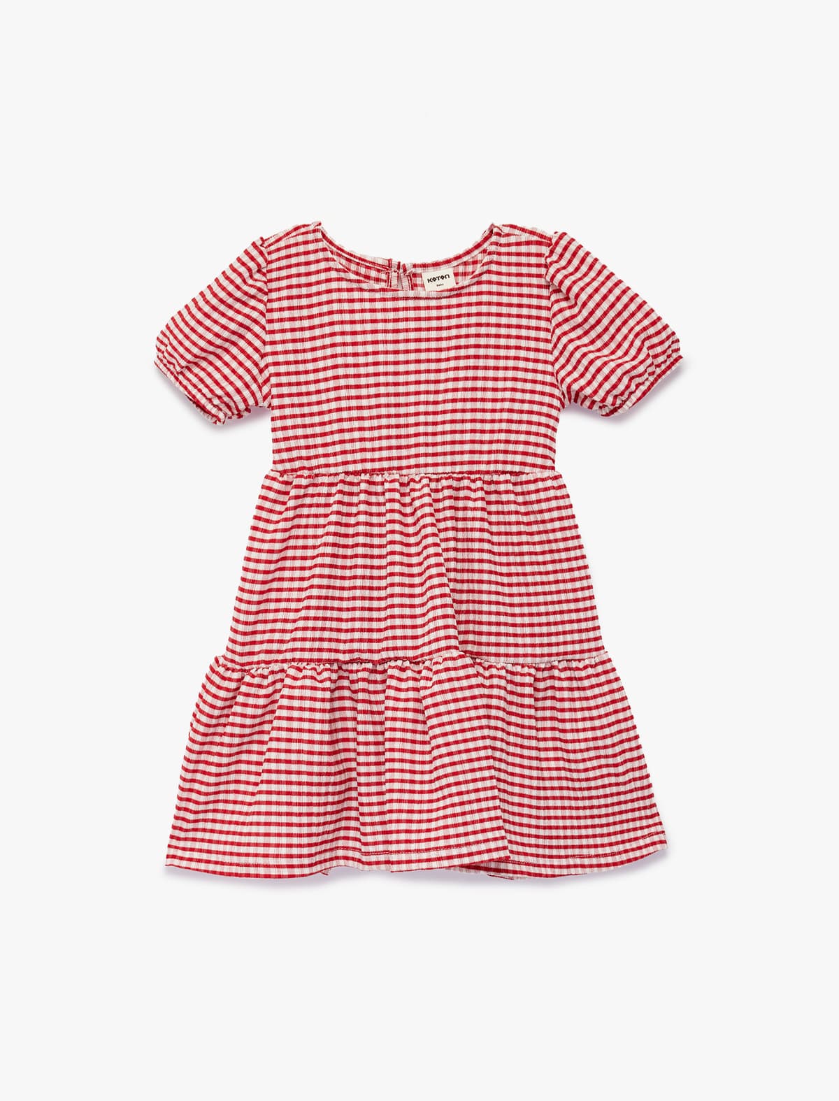 Qısaqol Ekip Yakalı Gingham Donu