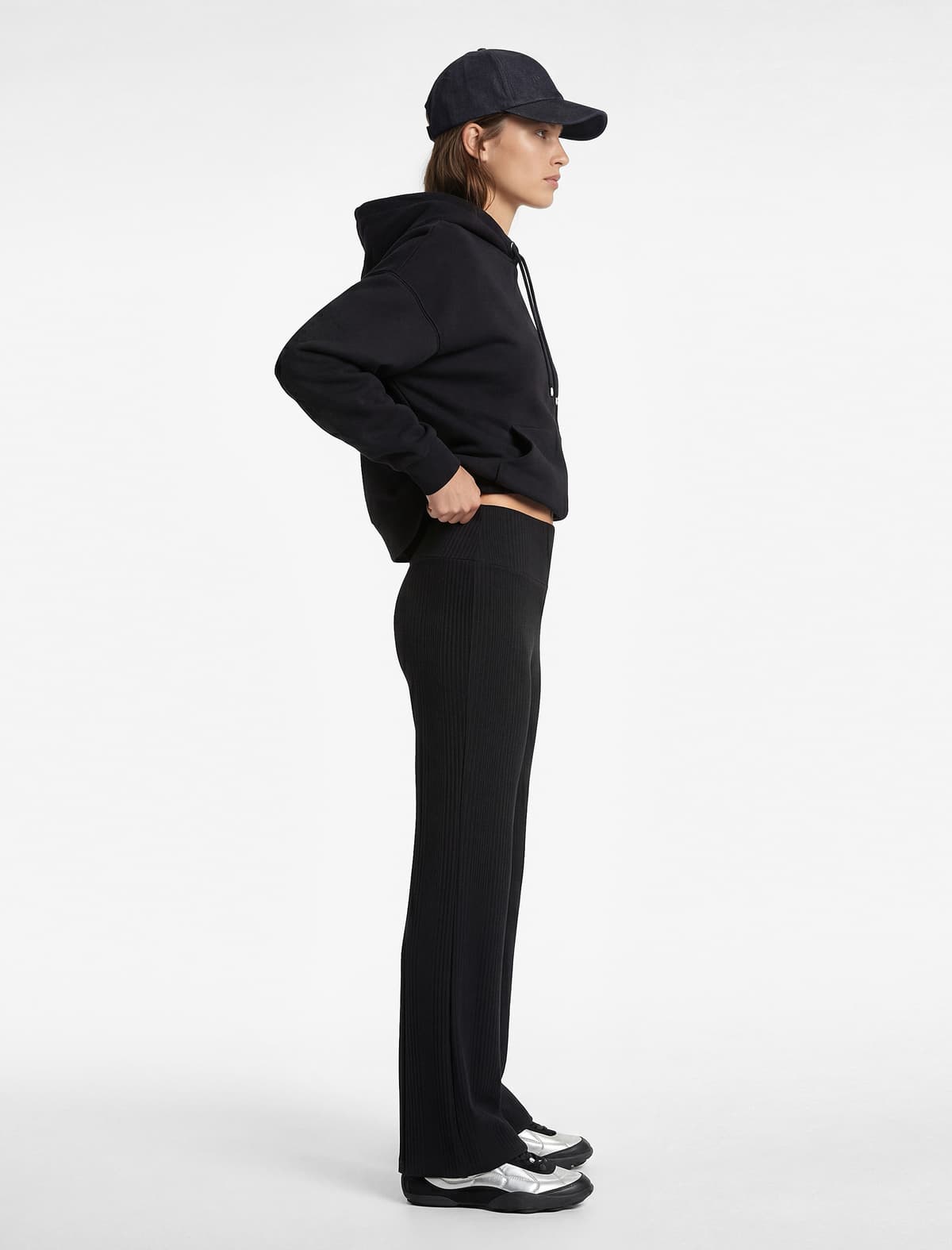 Yüksək Bel Teksturalı Flare Ayaqlı İdman Leggings