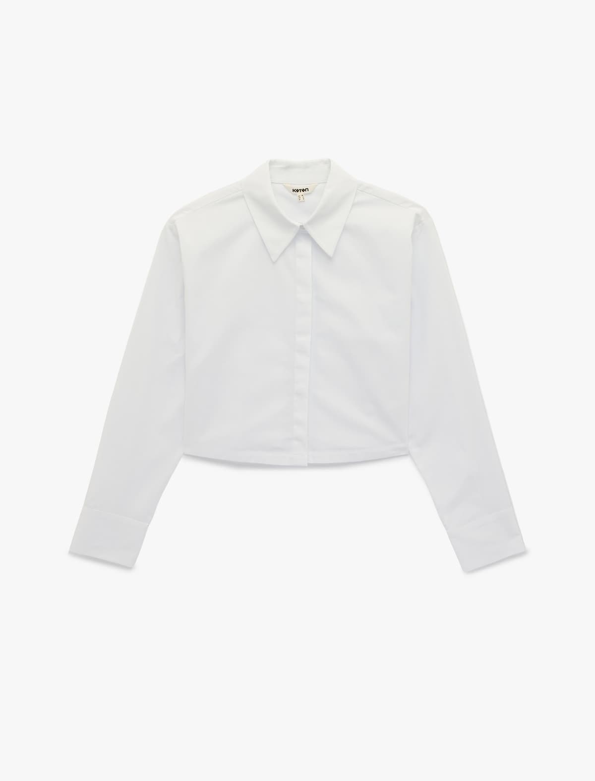Normal Fit Pambıq Klassik Yaxa Uzunqol Krop Köynək