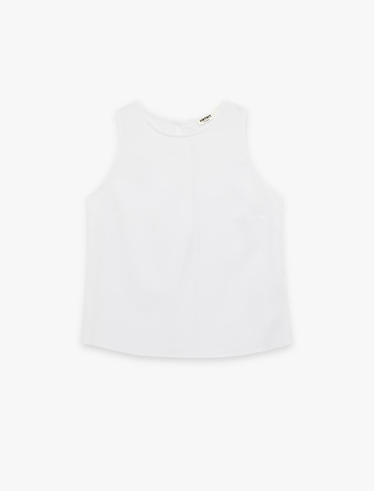 Normal Fit Qolsuz Kətan Yakalı Bluza