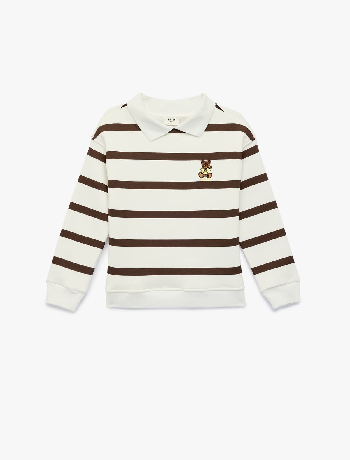 Uzunqol, Naxış Detallı Böyük Boy Polo Yaxalı Sweatshirt