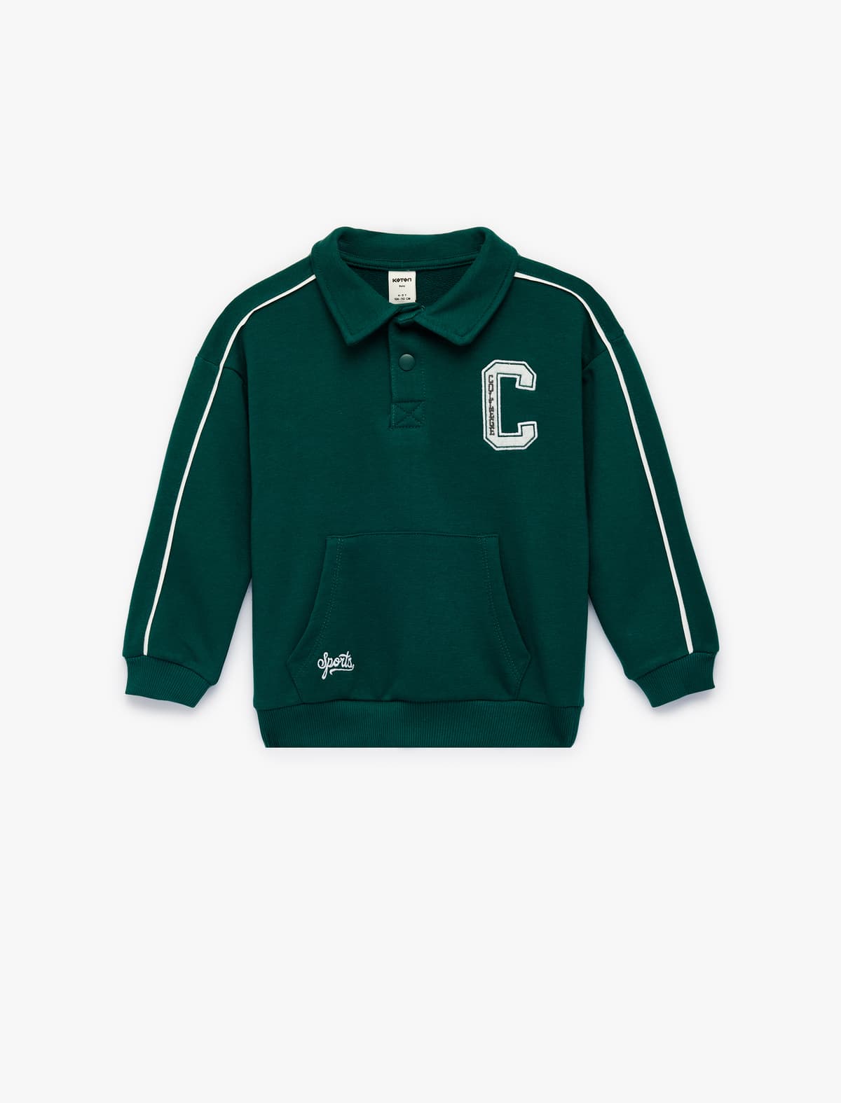 Uzunqol Kenquru Cib Düymə Detallı Böyük Boy Polo Yaxalı Sweatshirt