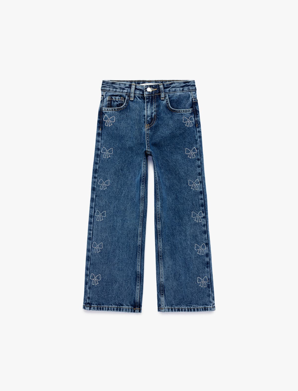 Pambıq Cibli Yaylı Geniş Ayaqlı Denim Şalvar