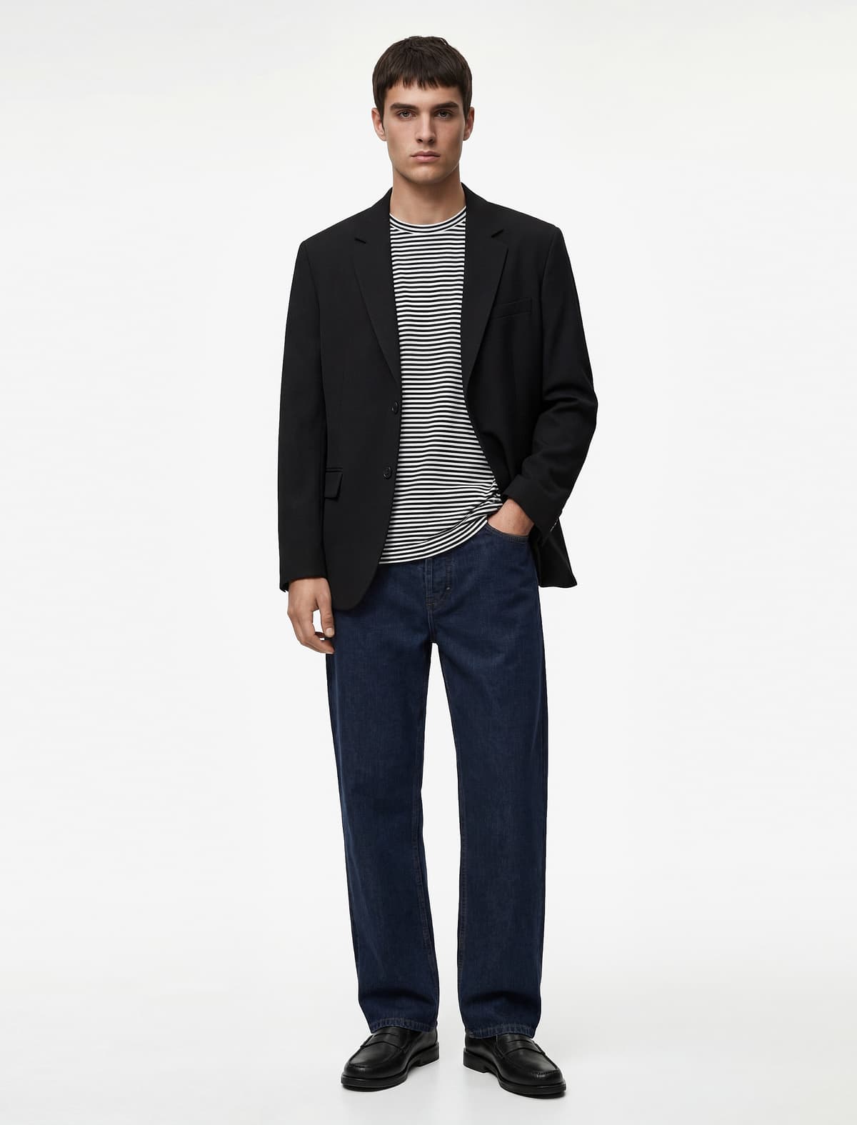 Uzunqol Flap Cib Mono Yaxa Düyməli Blazer Gödəkçə