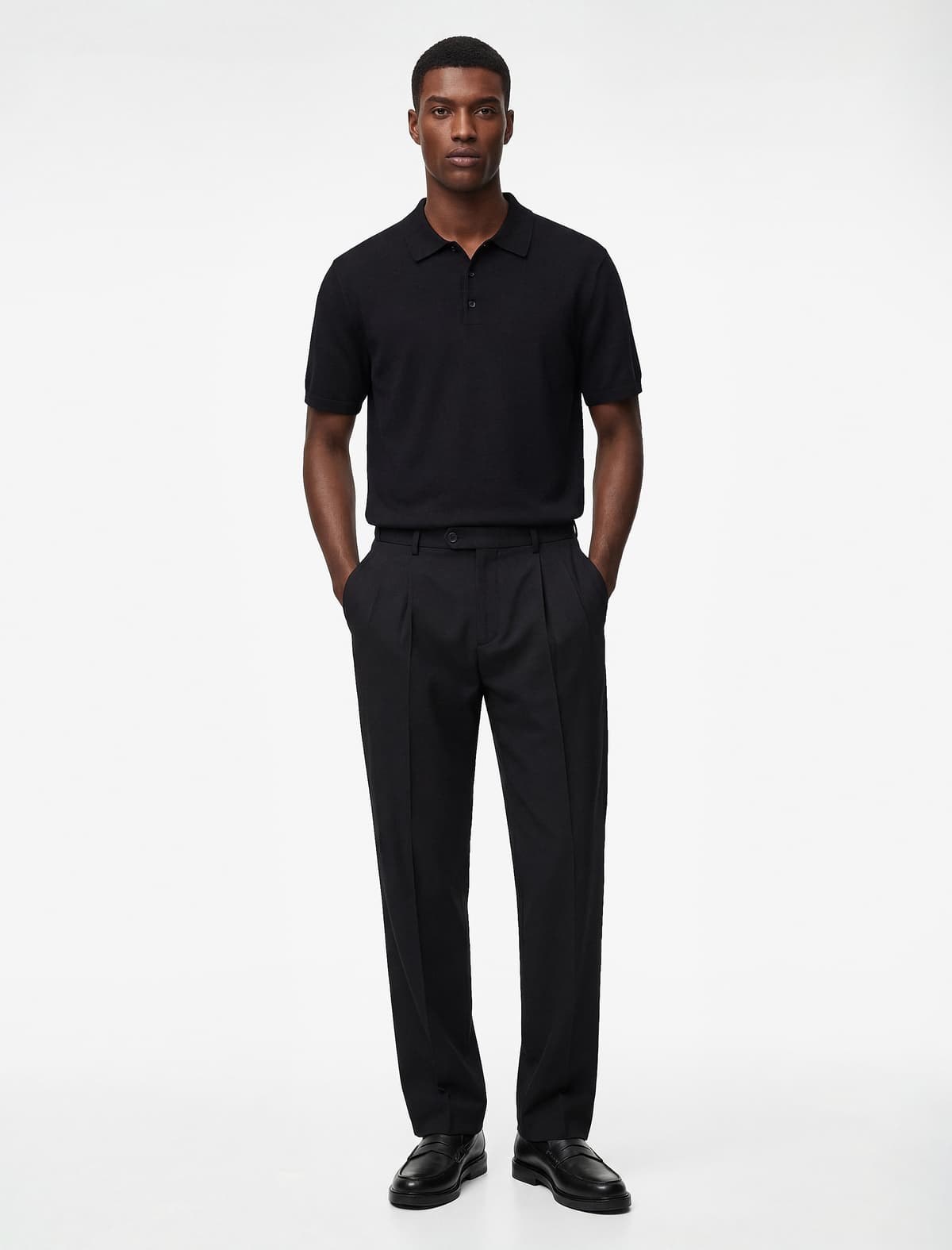 Normal fit Qolu Detallı Düyməli Polo Yaxa Qısaqol Trikotaj Tişört