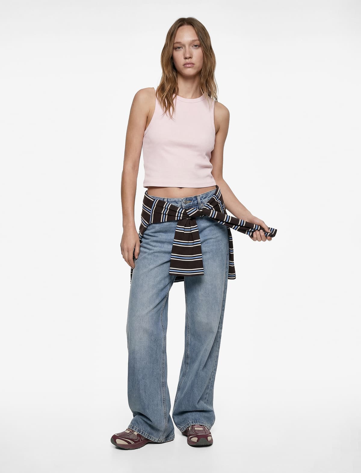 Ekipaj Yaka Qolsuz Slim Fit Pambıq Alt köynək