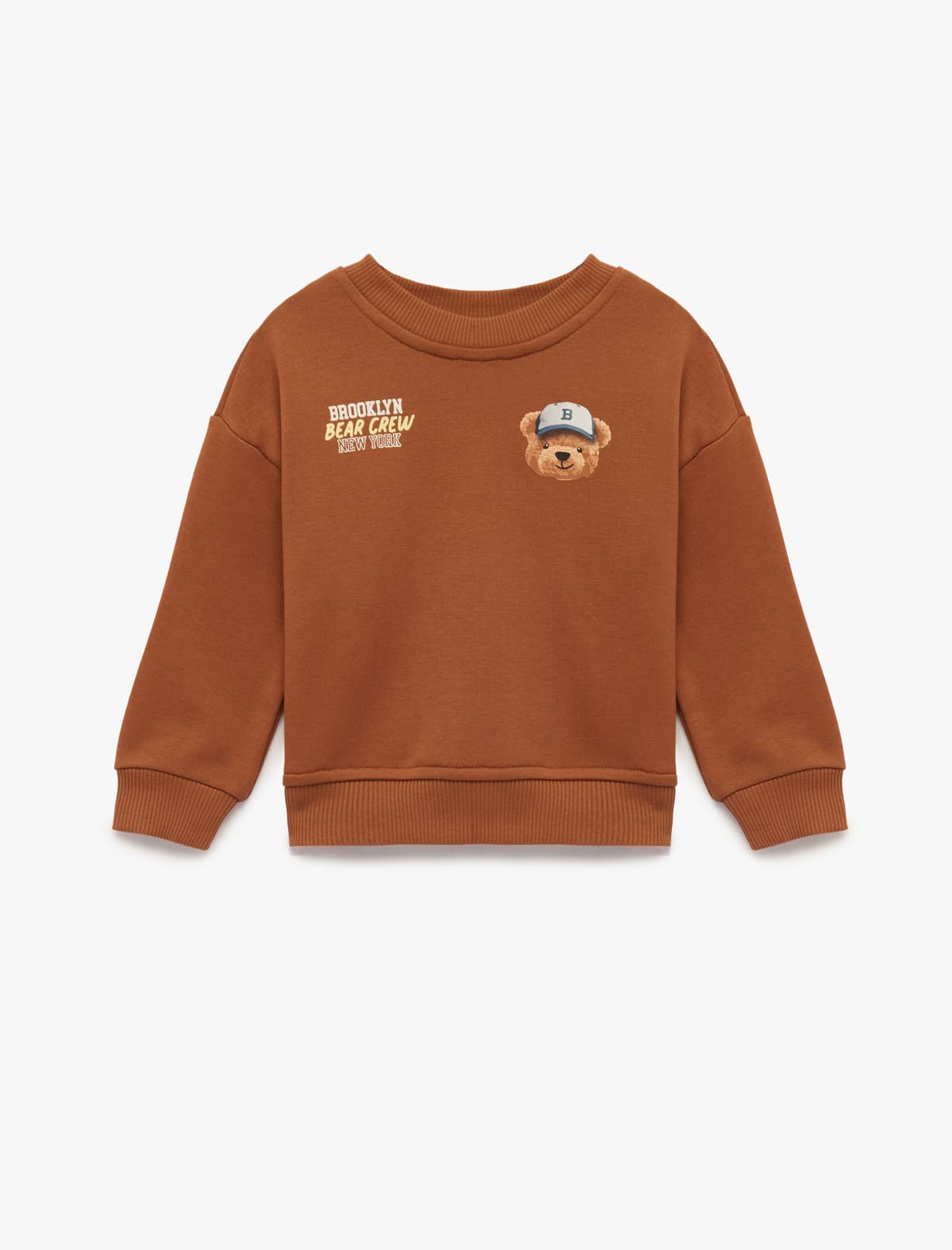Uzunqol Dəyirmi yaxa Teddy Bear Çaplı Sweatshirt