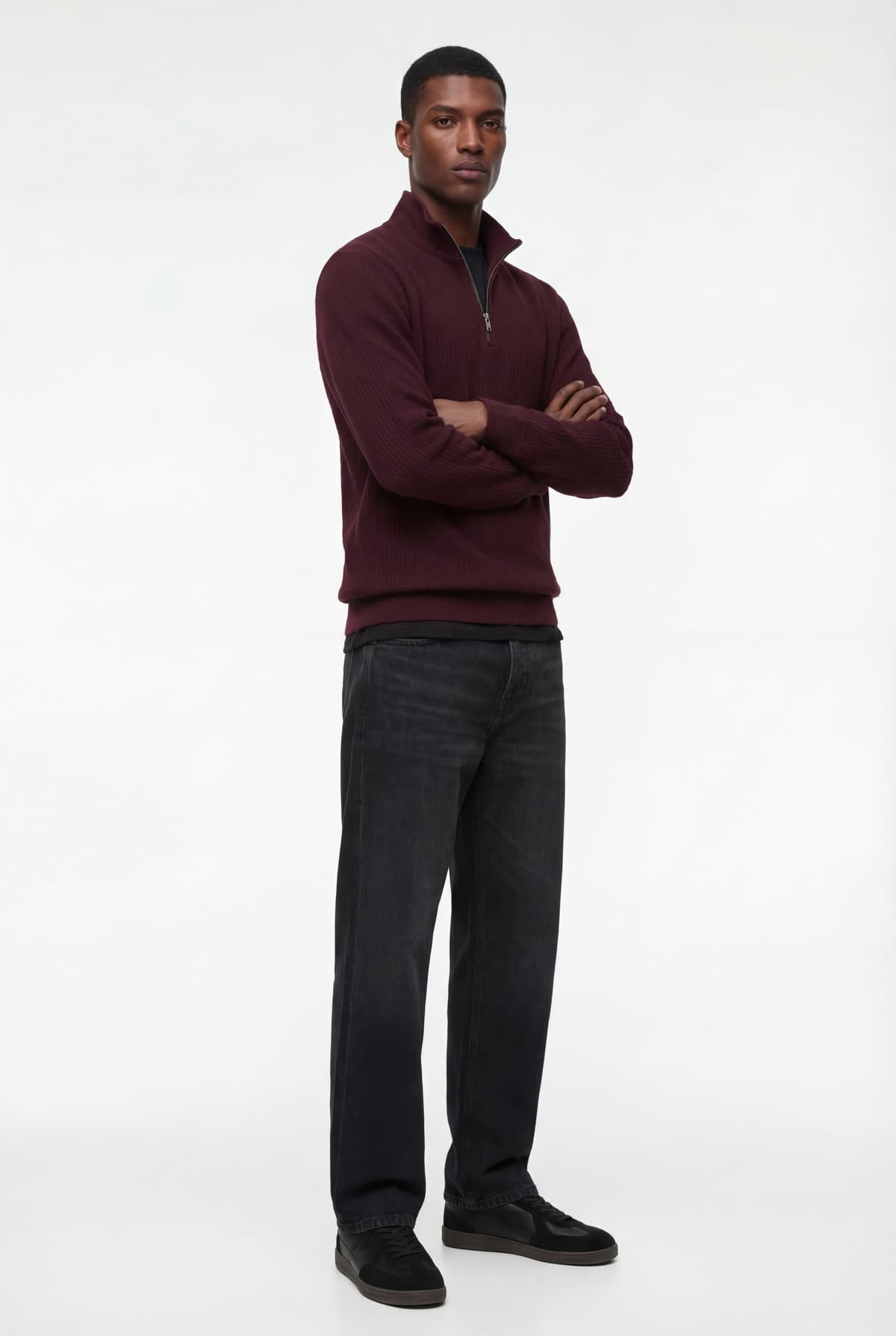 Normal Fit Uzunqol Yarım Fermuarlı Sweatshirt