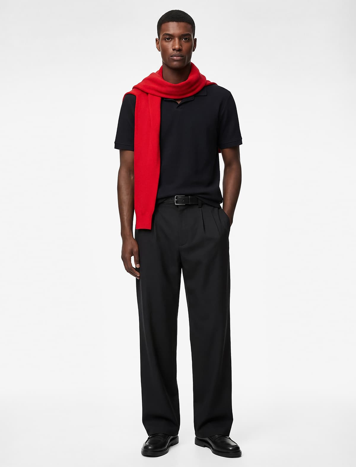 Normal Fit Qısaqol Pambıq Yivli Polo Yakalı köynək