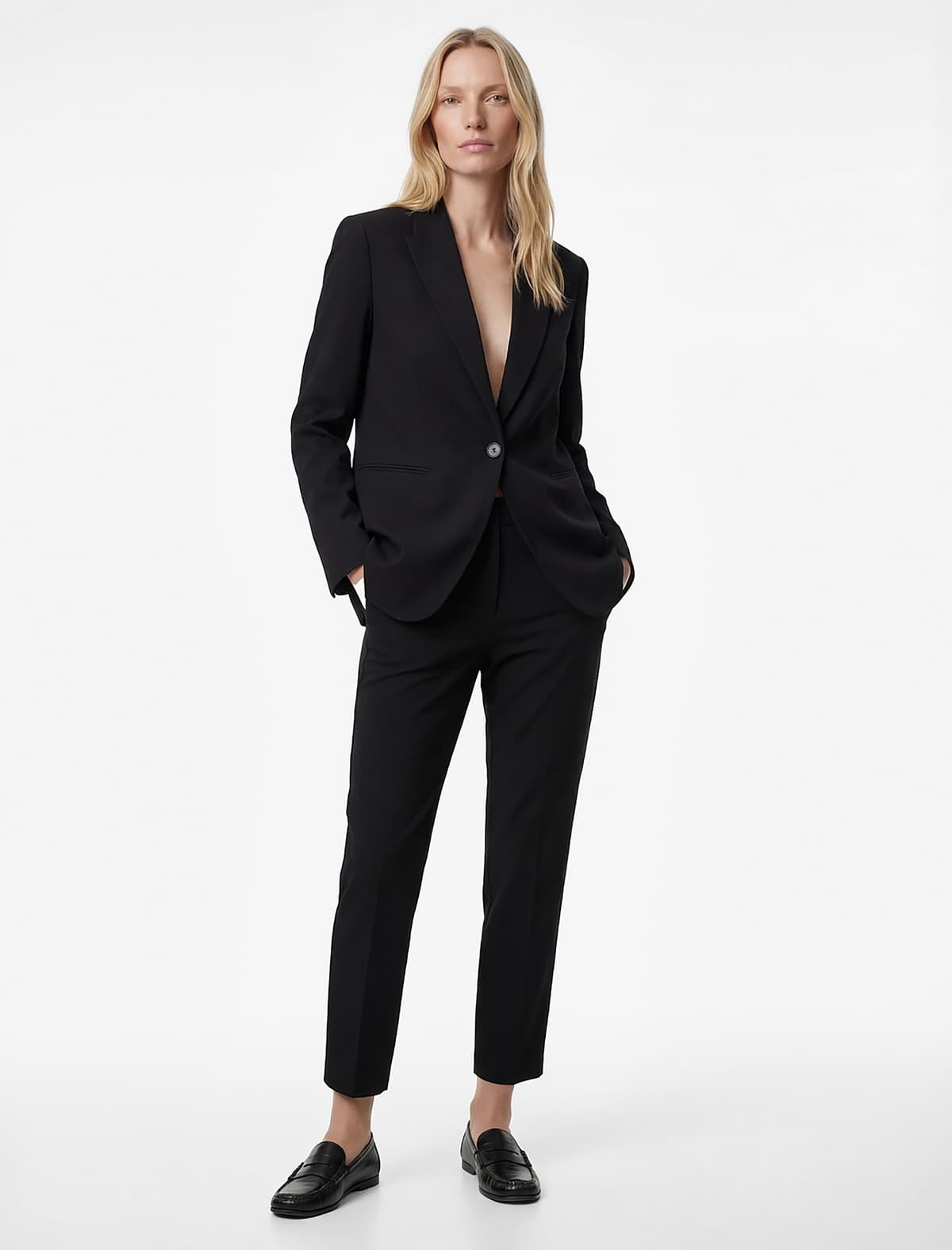 Viskoz Qarışığı Əlavə Yüksək Bel Slim fit Siqaret Şalvar
