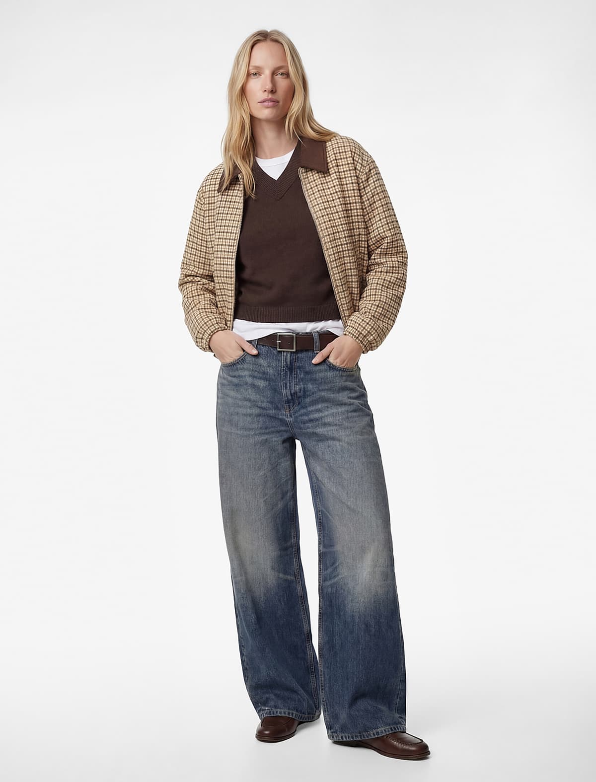 Cibli Uzunqol Plaid Oversize Bomber Gödəkçə
