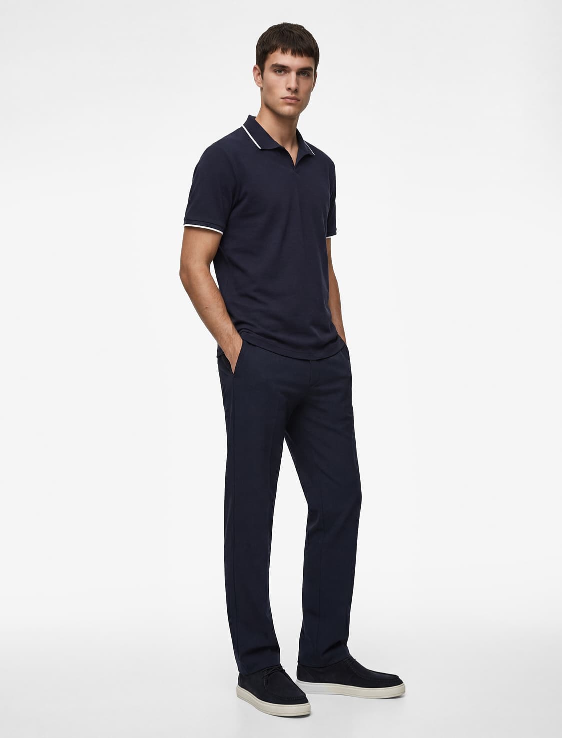 Pambıq Qısaqol Pike Parça Zolaqlı Slim Fit Polo Yakalı Tişört