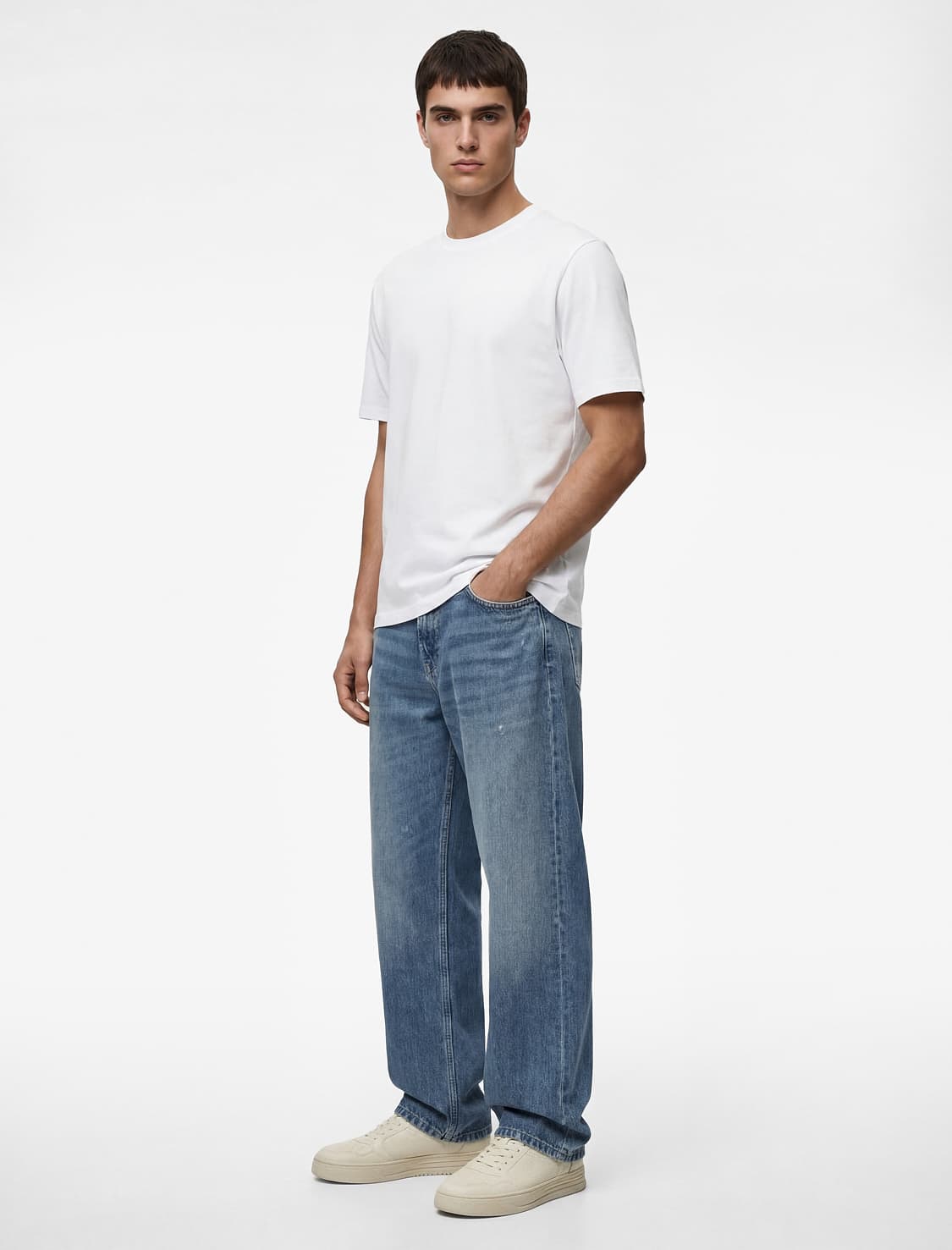 Normal fit Qısaqol Pambıq Basic Dəyirmi yaxalı tişört