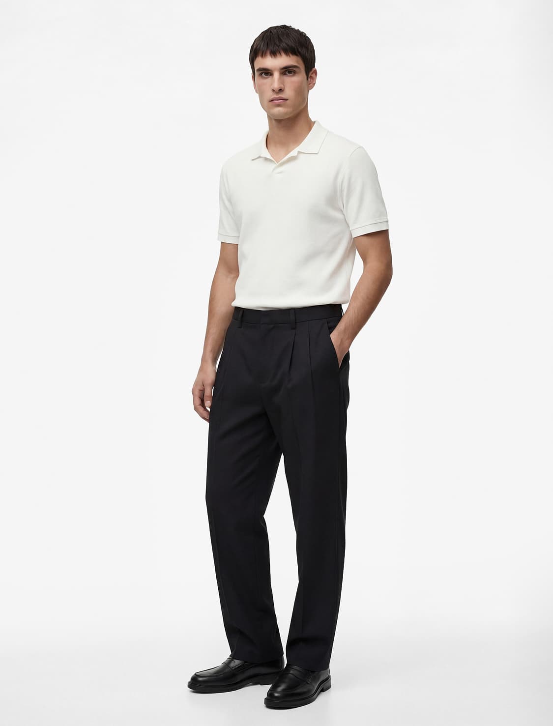 Normal fit Qısaqol Pambıq Yivli Polo Yaxalı tişört