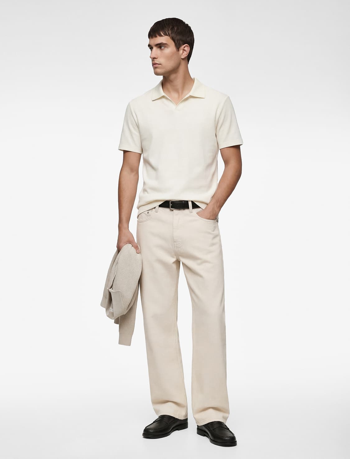 Qısaqol Pambıq Slim Fit V Yaka Polo Tişört