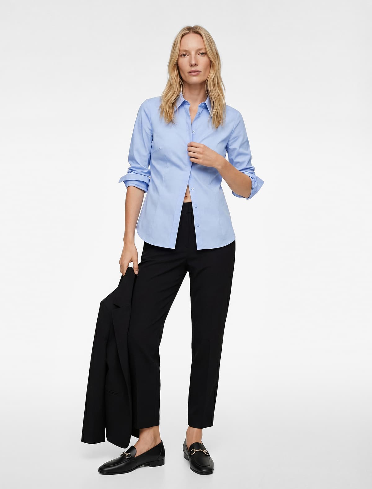 Yüksək Bel Slim Fit Cibli Siqaret Şalvar