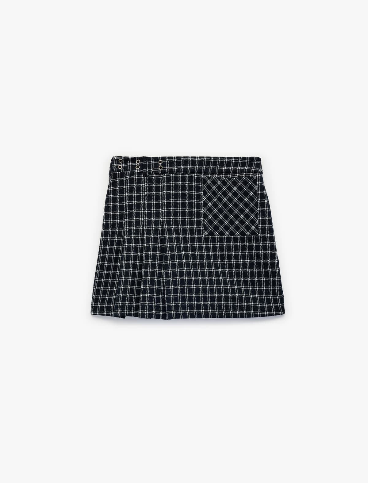 Cibli və büzməli detallı Mini Plaid Qısa Ətək