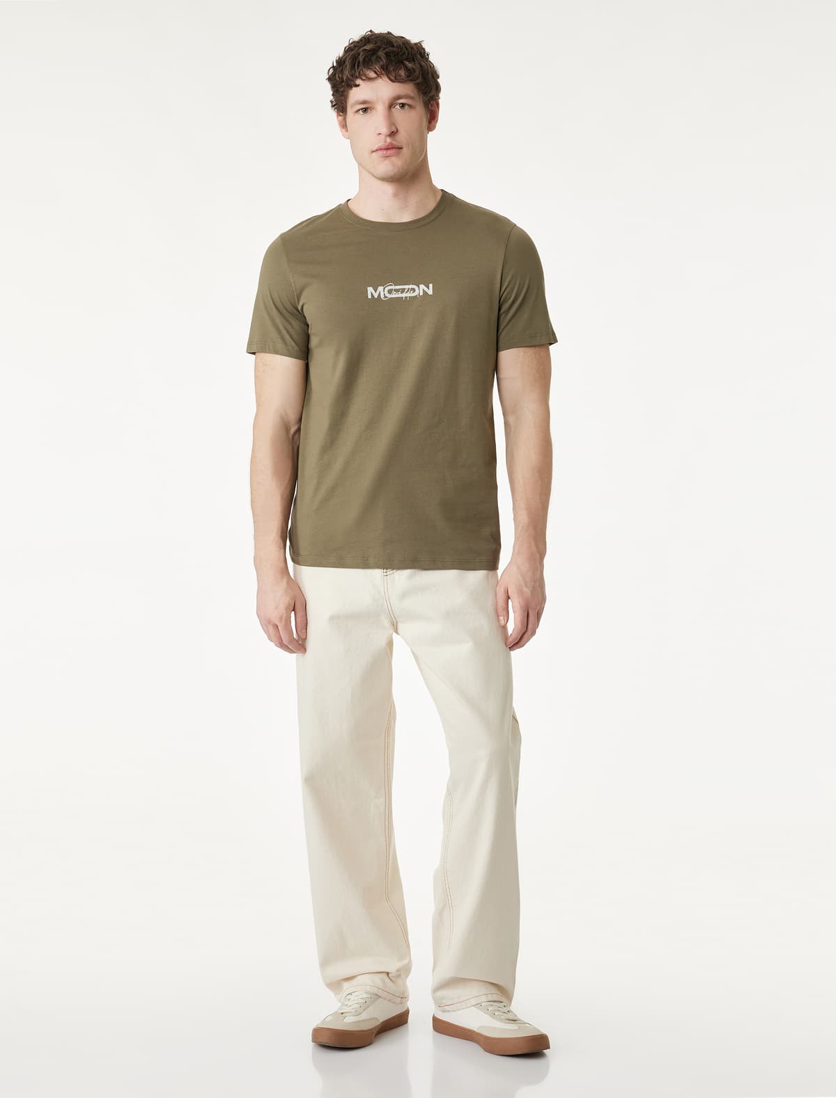 Regular Fit Qısaqol Ekipaj Yaka Pambıq Çaplı T-shirt