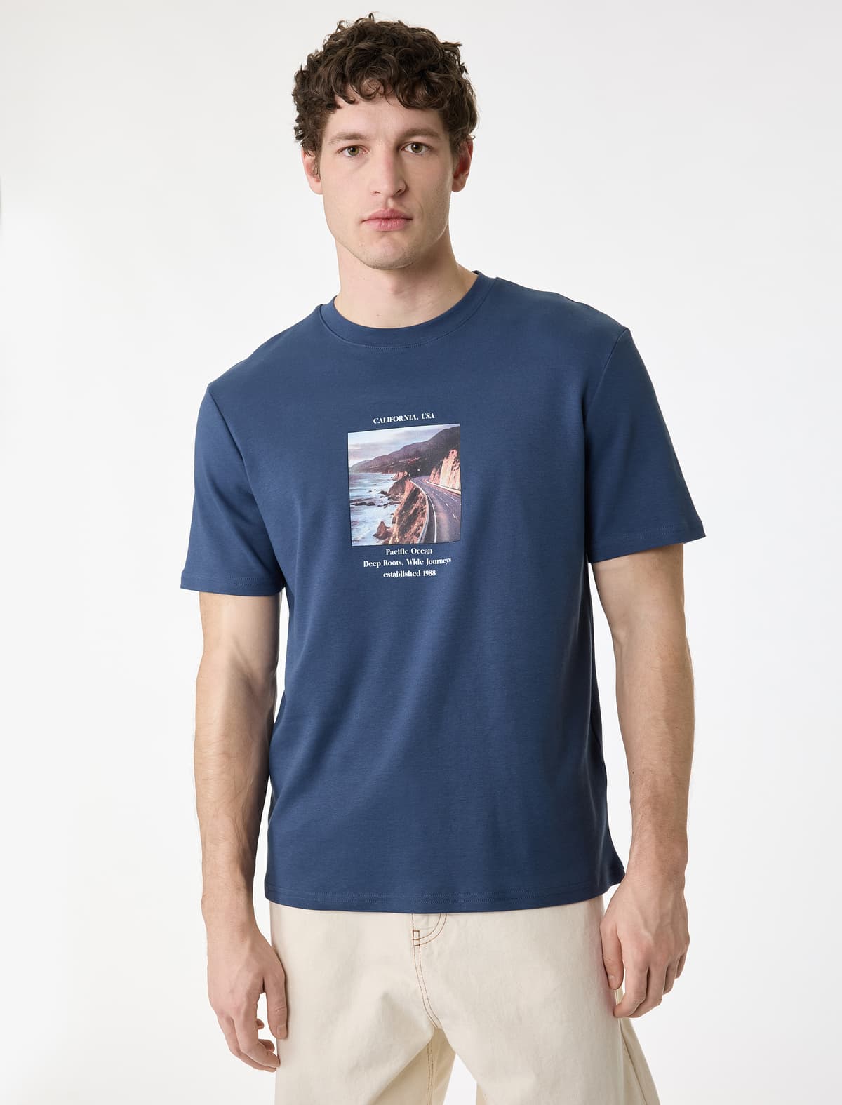 Regular Fit Qısaqol Ekipaj Yaka Pambıq Çaplı T-shirt