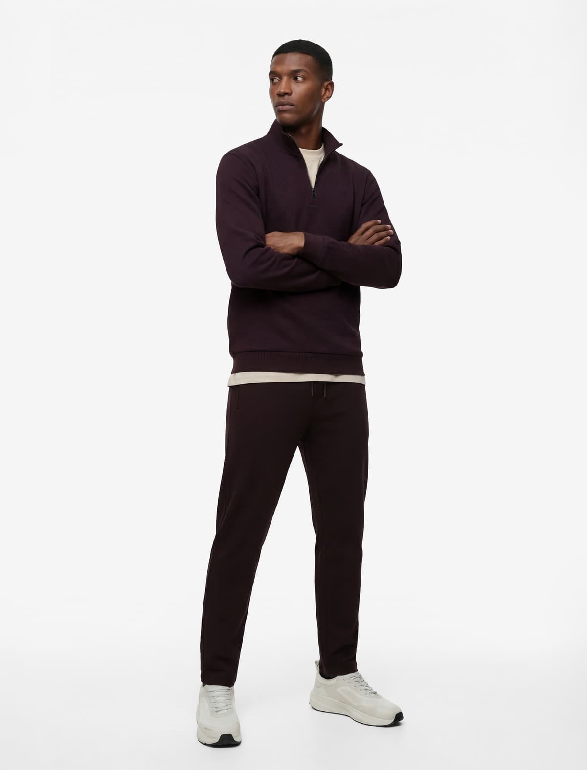 Pambıq Uzunqol Böyük Boy Stand Yaxası Yarım Fermuarlı Sweatshirt