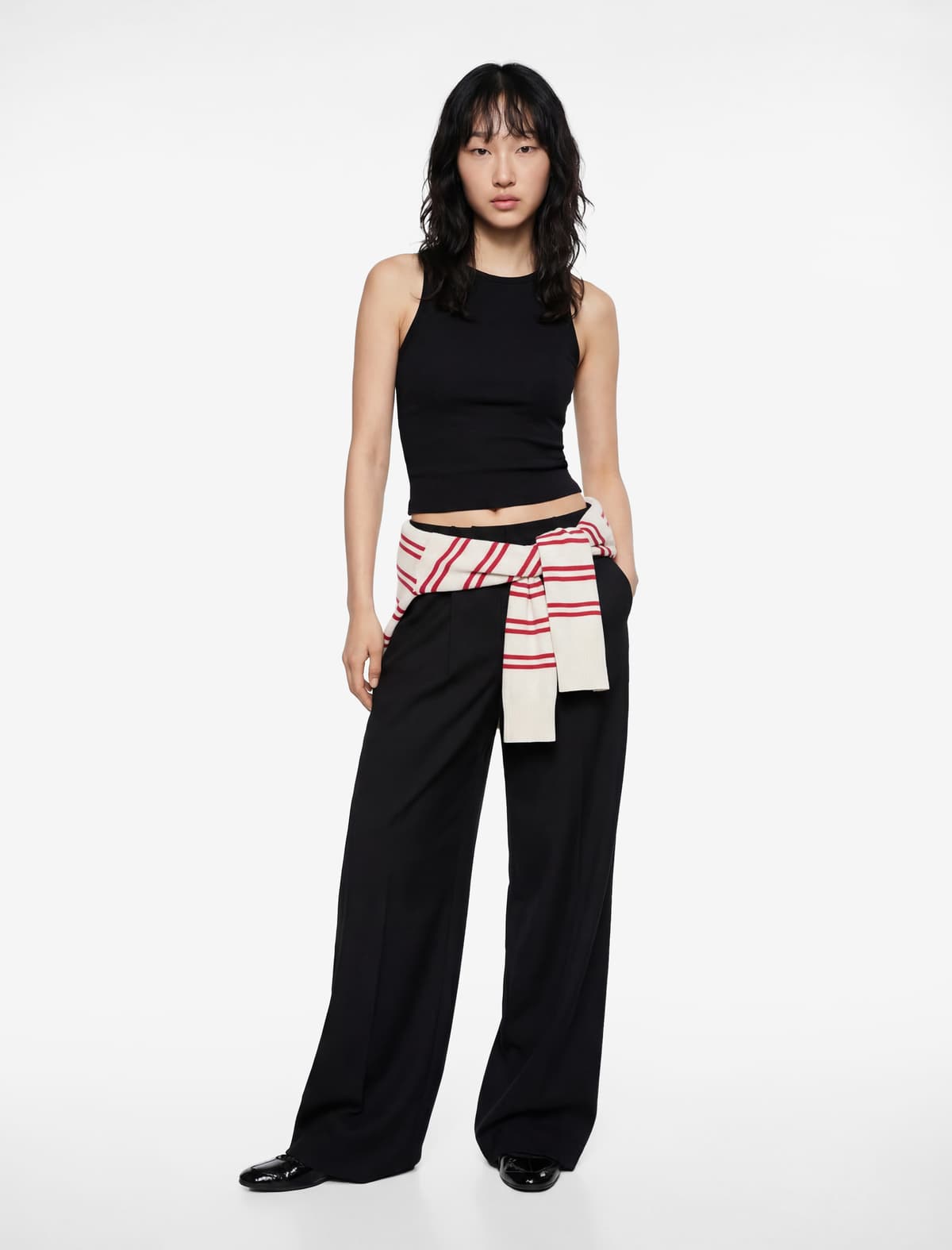 Slim Fit Qolsuz Yaxalı Bluza