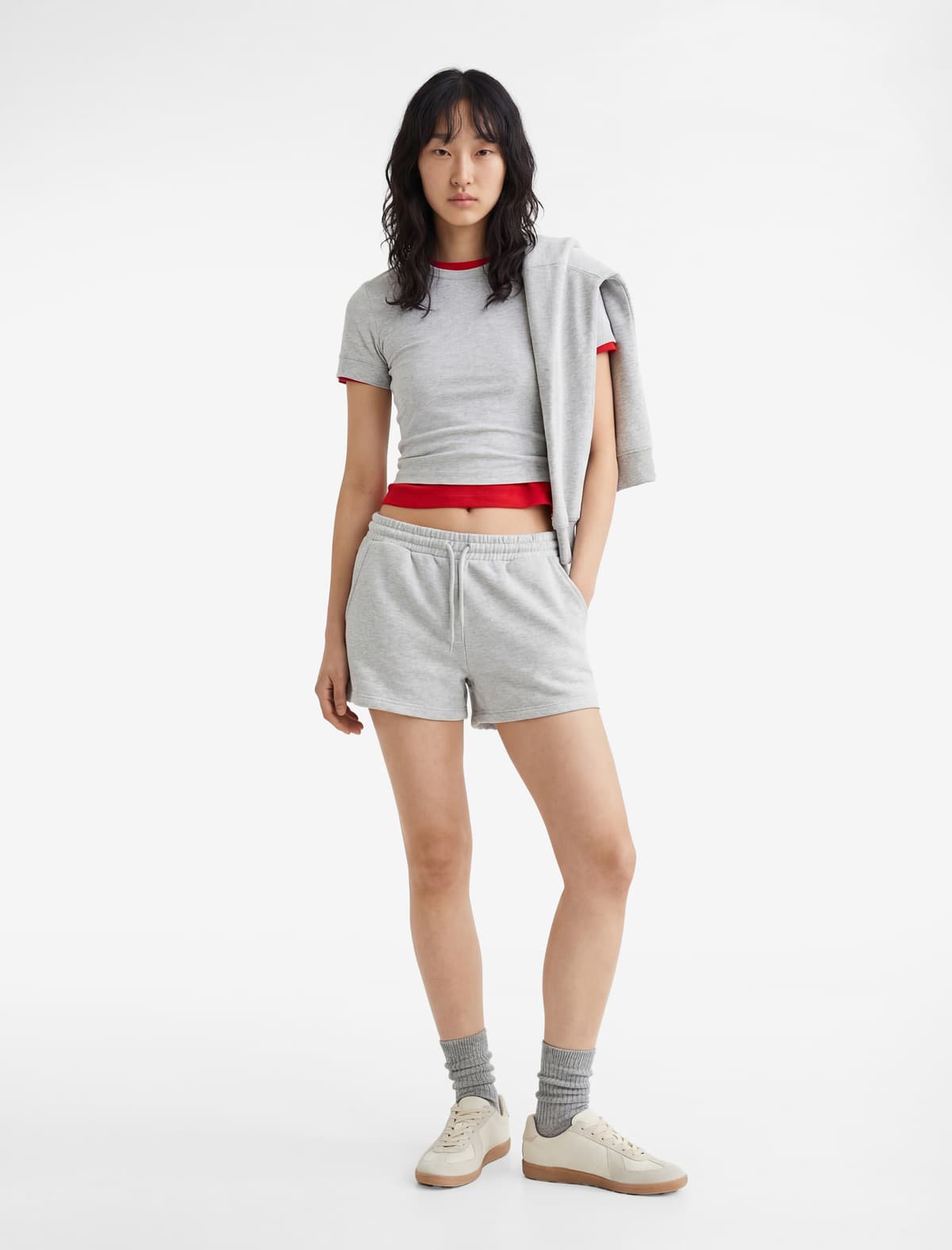Cibli və beli krujevalı pambıqlı Slim fit mini şort
