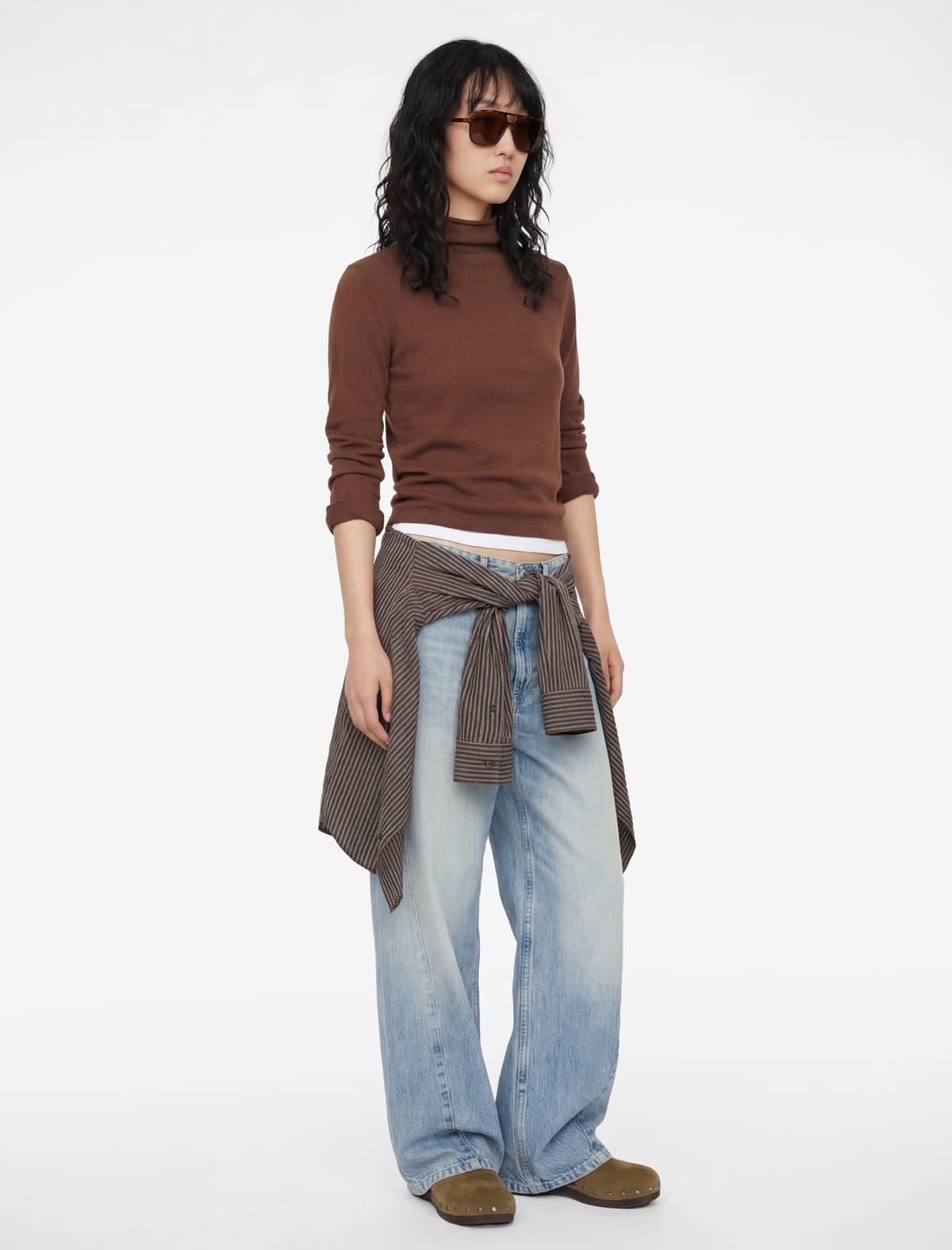 Yüksək Yaxalı Slim fit Uzunqol Tişört