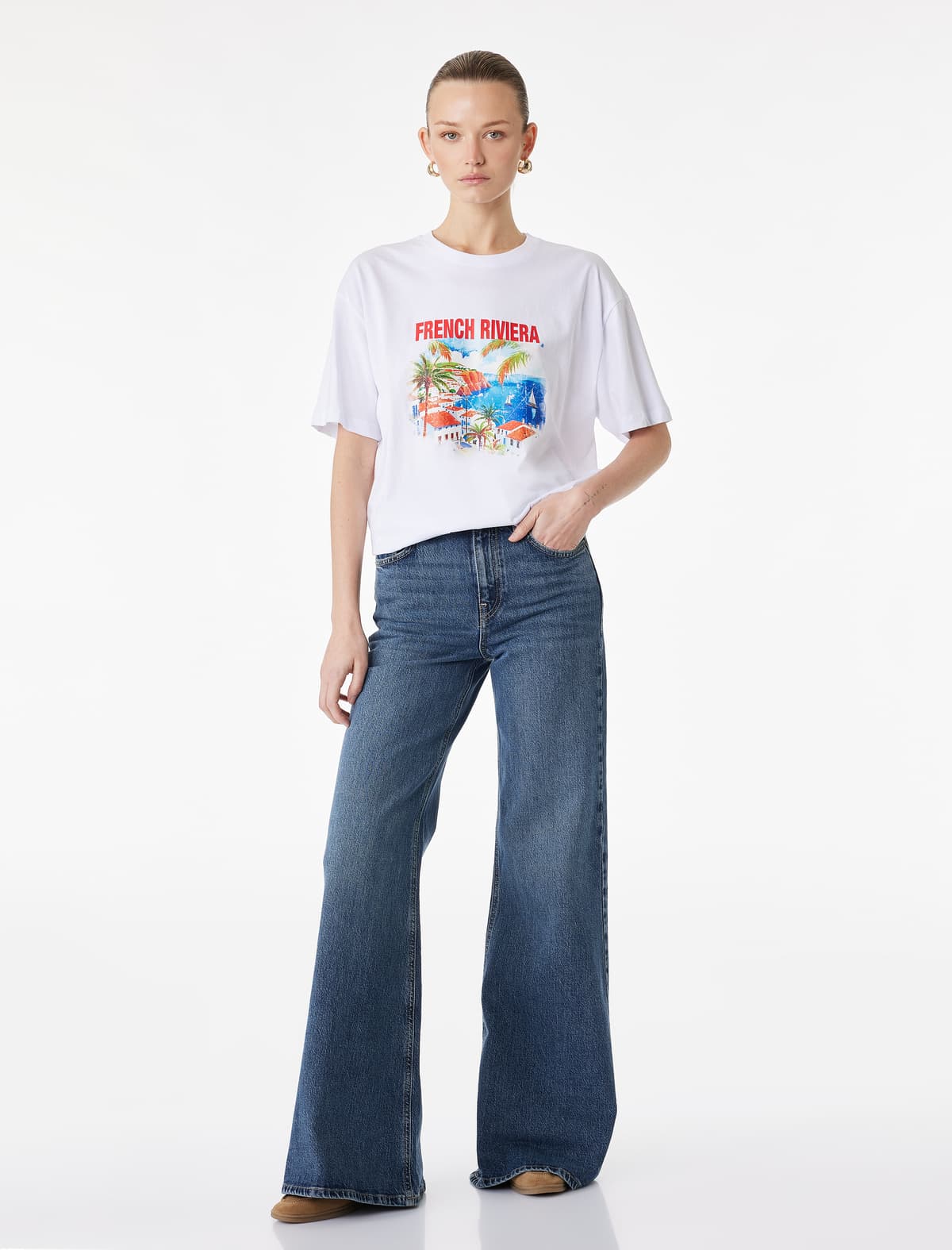 Pambıqdan Qısaqol Yakalı Çaplı T-shirt