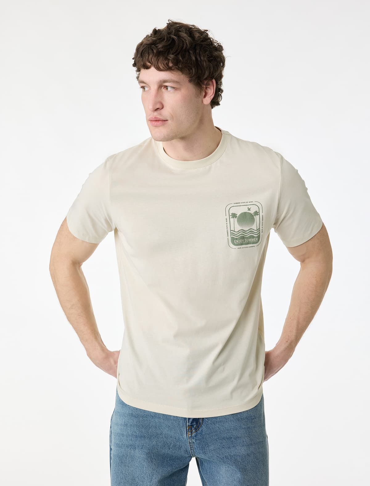 Regular Fit Qısaqol Pambıq Crew Boyun Çaplı T-shirt