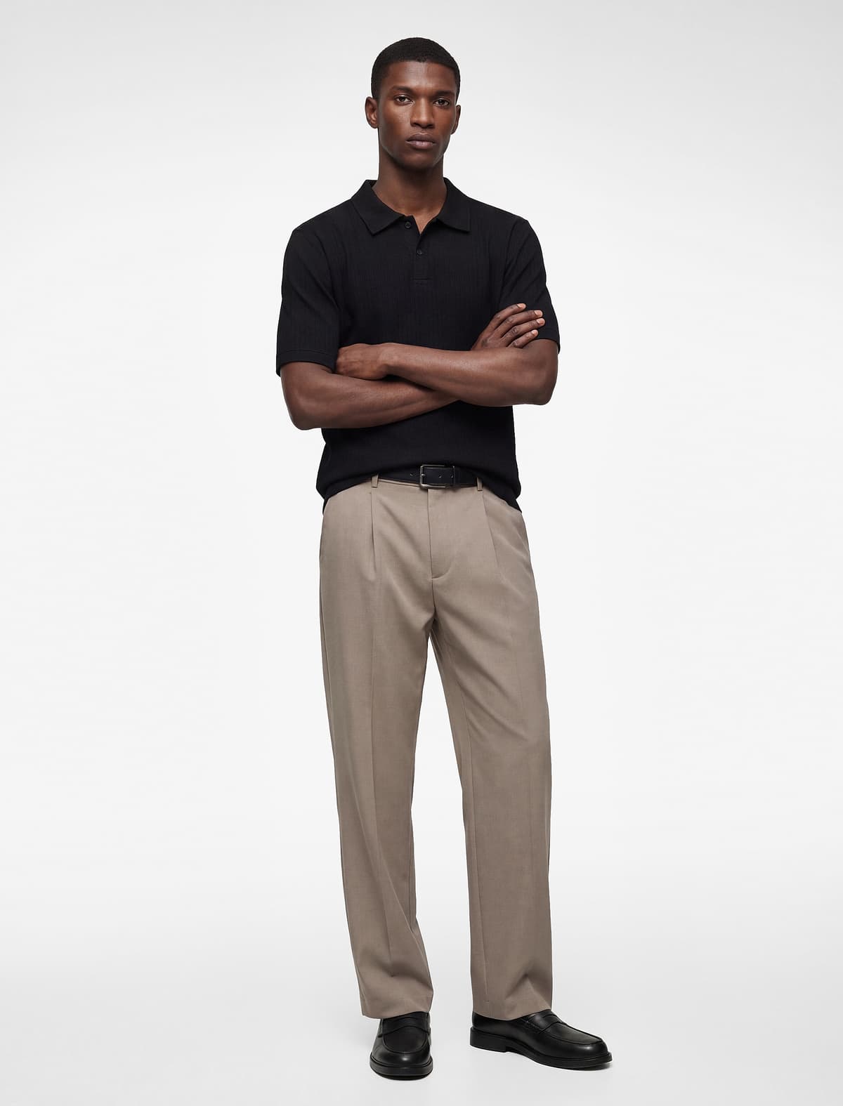 Normal Fit Qısaqol Düyməli Polo Yakalı köynək