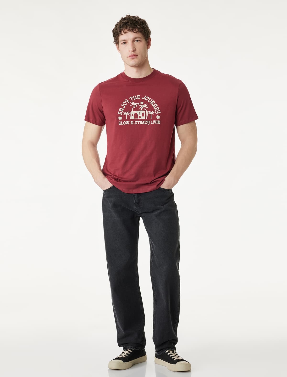 Regular Fit Qısaqol Ekipaj Yaka Pambıq Çaplı T-shirt