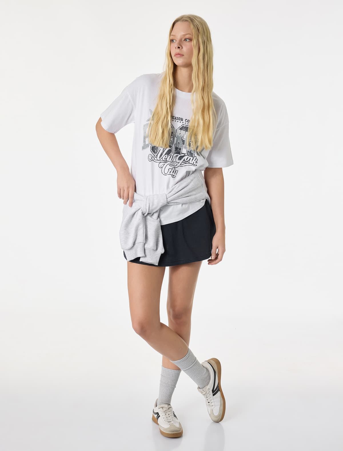 Qısaqol Ekipaj Yaka Pambıq Çaplı Oversize T-shirt