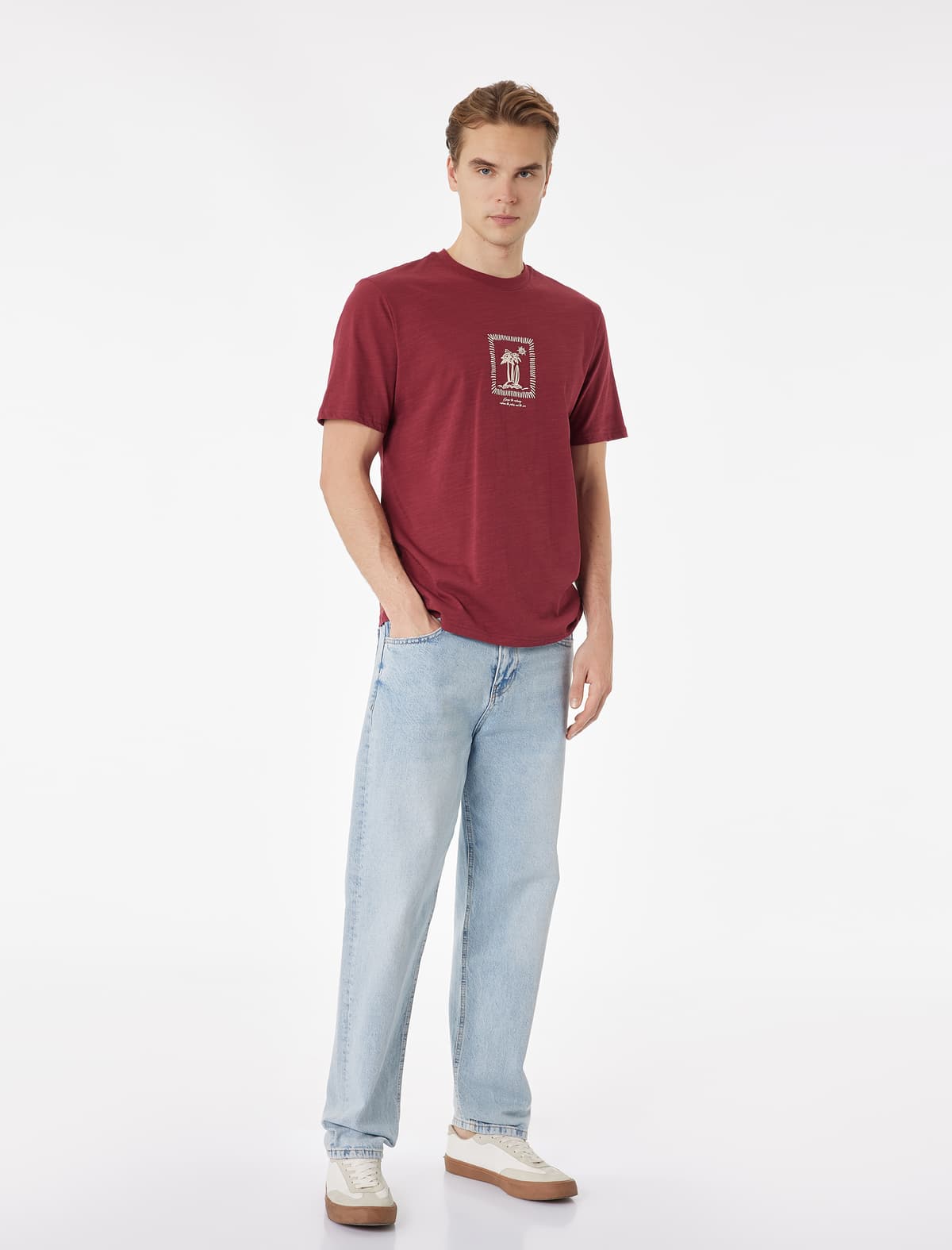 Regular Fit Qısaqol Ekipaj Yaka Pambıq Çaplı Tişört